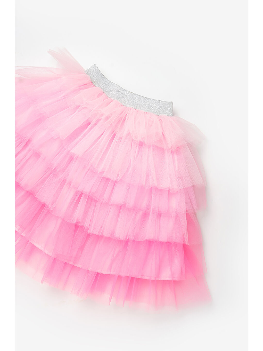Pembe Katlı Tüllü Kız Çocuk Uzun Etek - Azalea-6