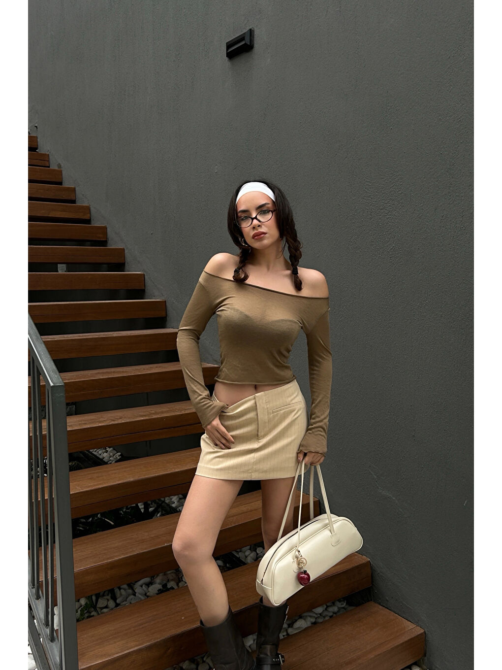 Kahverengi Kadın Camel Sonsuz Kumaş Bluz 1017-0160-10