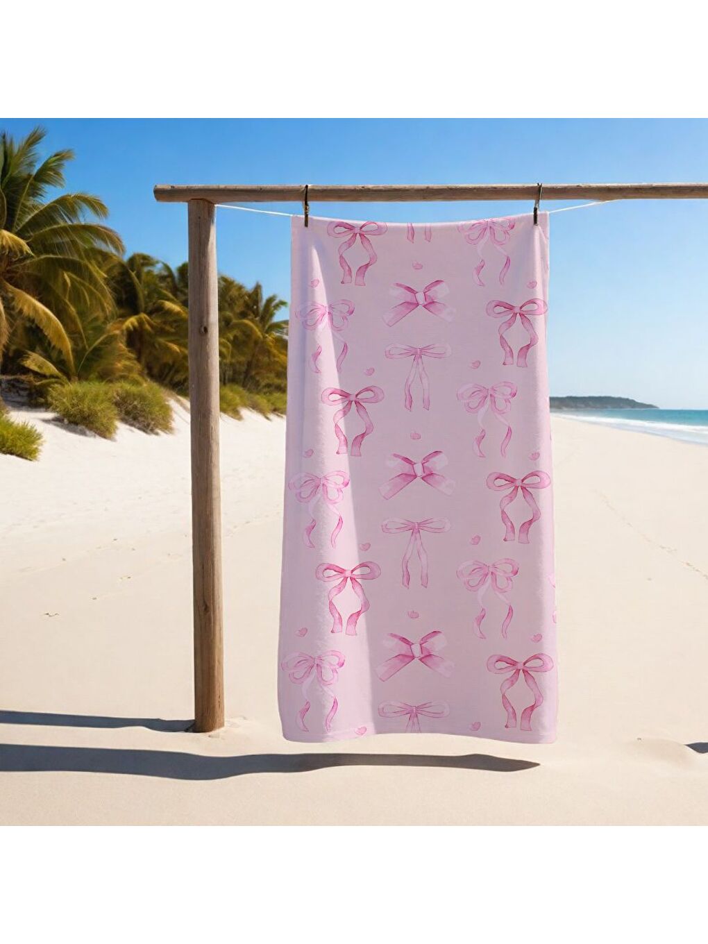 Karışık Renkli Fiyonk Desenli Havlu 75x150 cm   Plaj   Banyo Kullanımına Uygun   Hızlı Kuruyan Yumuşak Kumaş