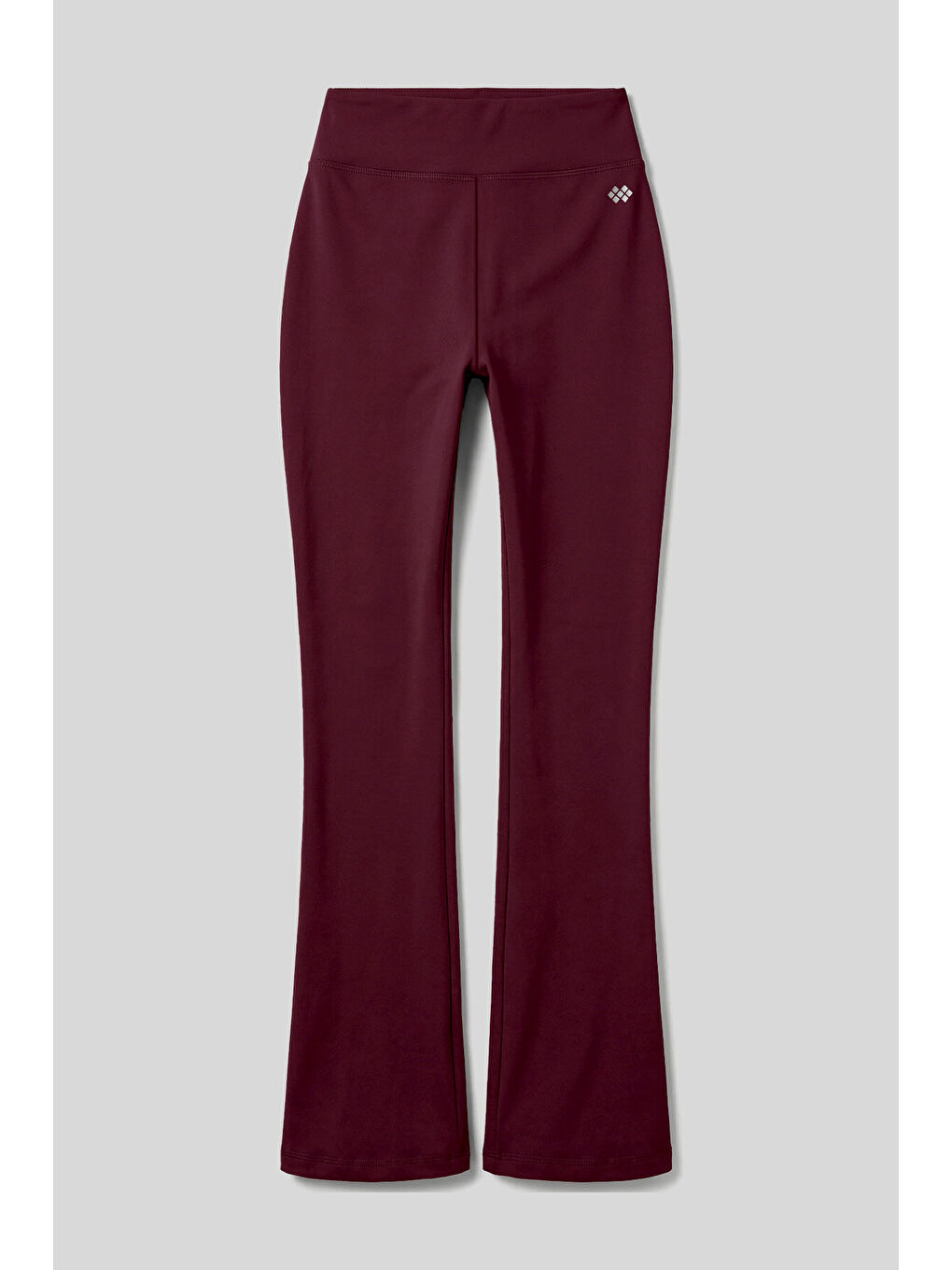 Bordo Esnek Yüksek Bel Spor Performans Kadın İspanyol Paça Kadın Tayt - 94686