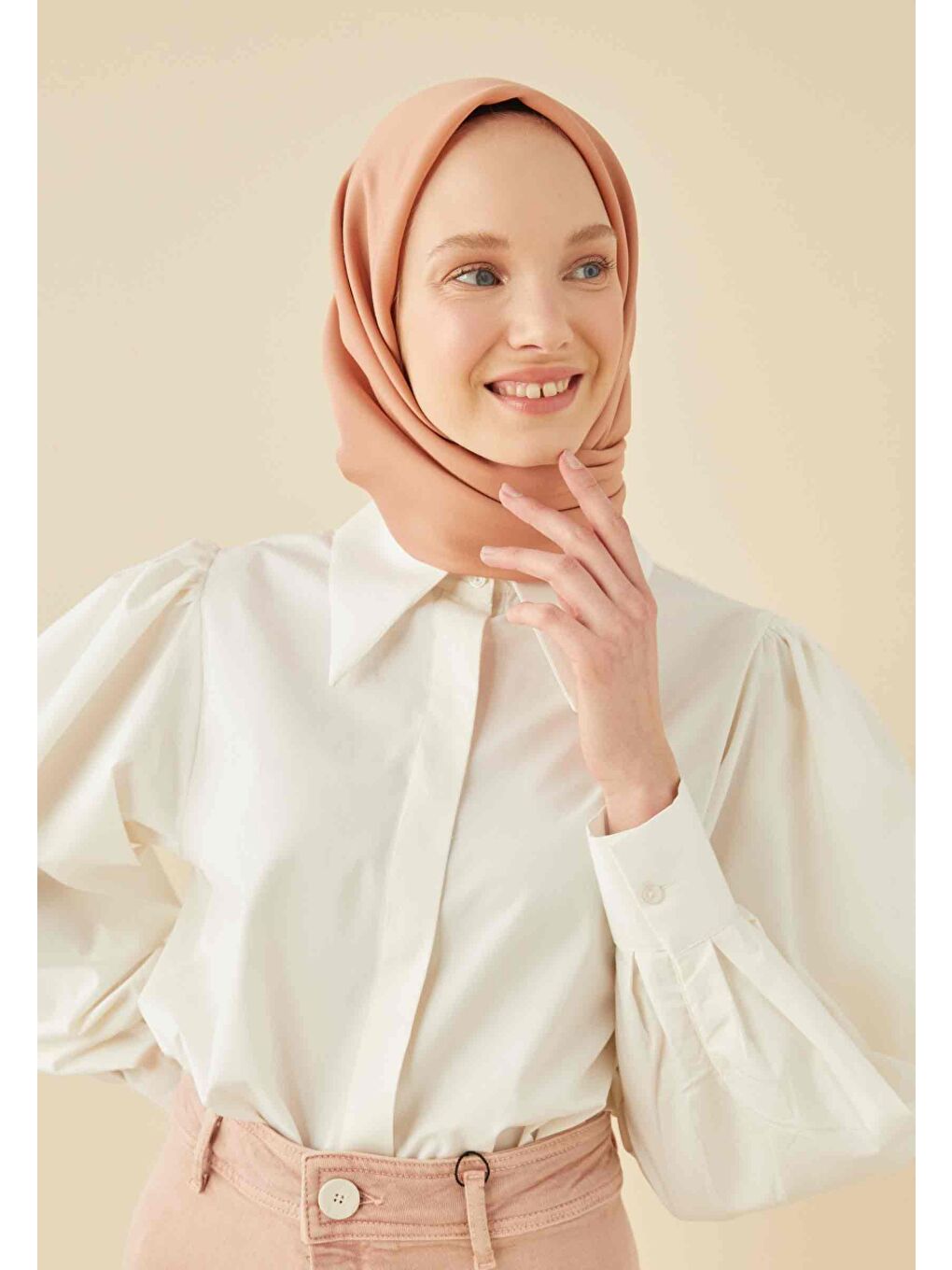 Pamuk İpek Eşarp Gül Pembe-1