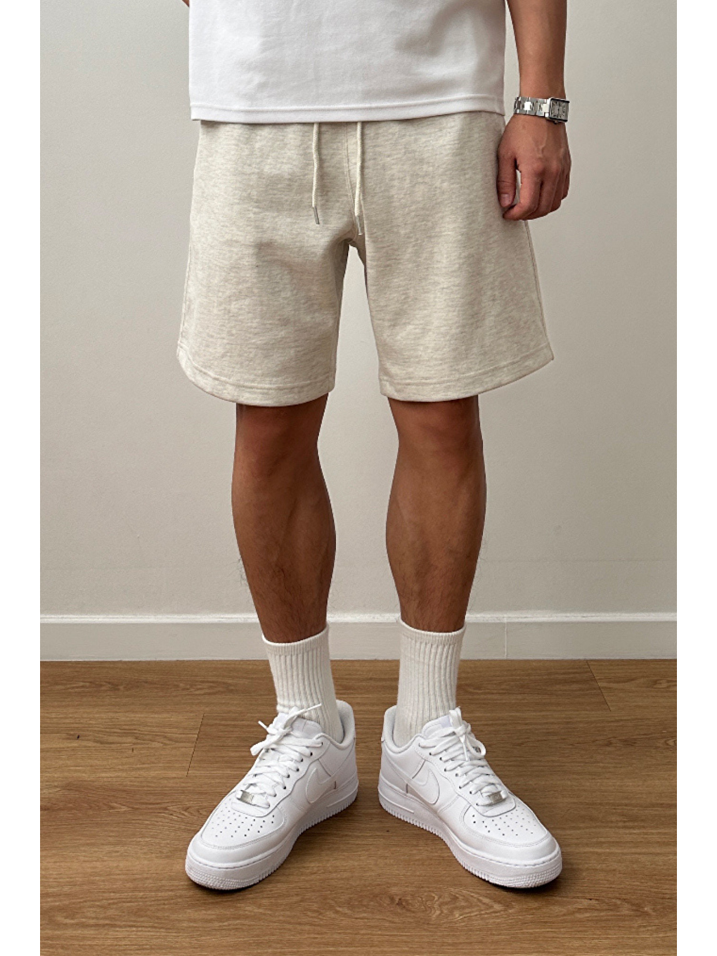 Erkek Comfort Fit Bej %100 Pamuk Şort   Bermuda