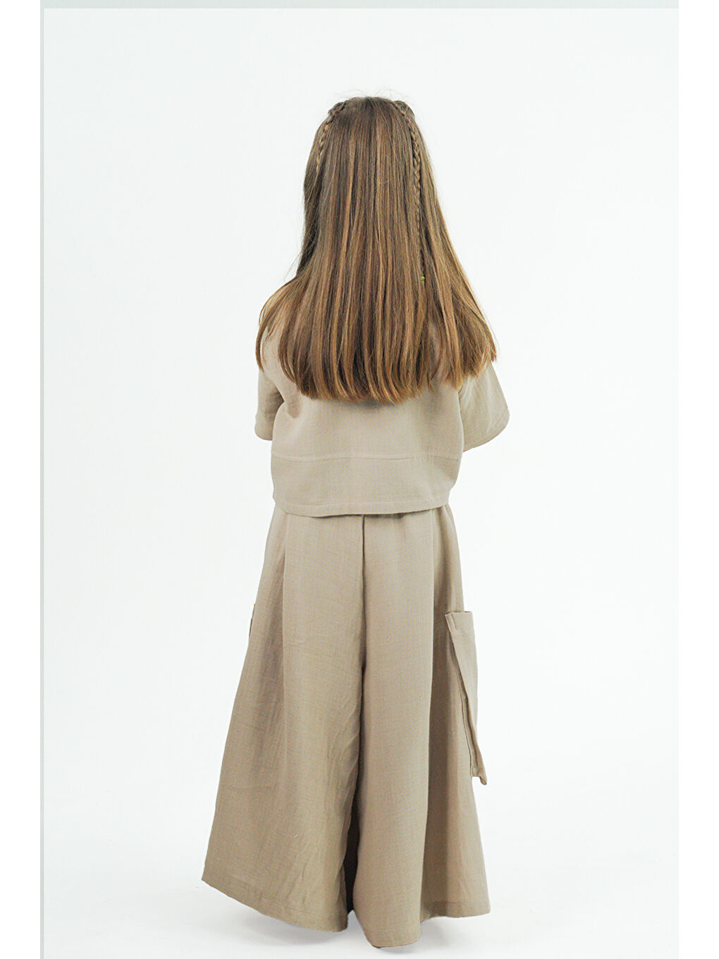 Bej Kız Çocuk Cali Vizon Müslin Pantolon Etek-3