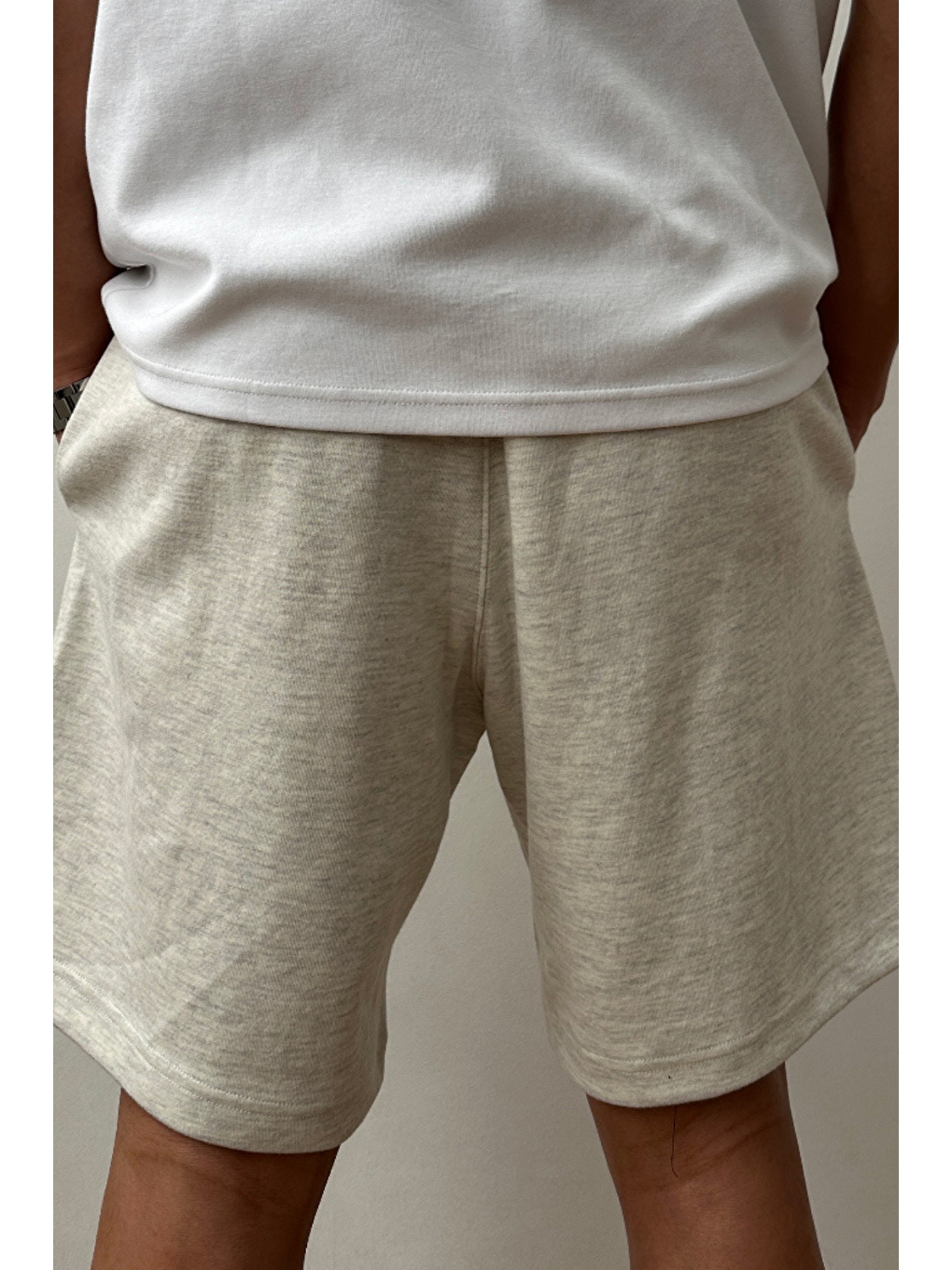 Erkek Comfort Fit Bej %100 Pamuk Şort   Bermuda-1