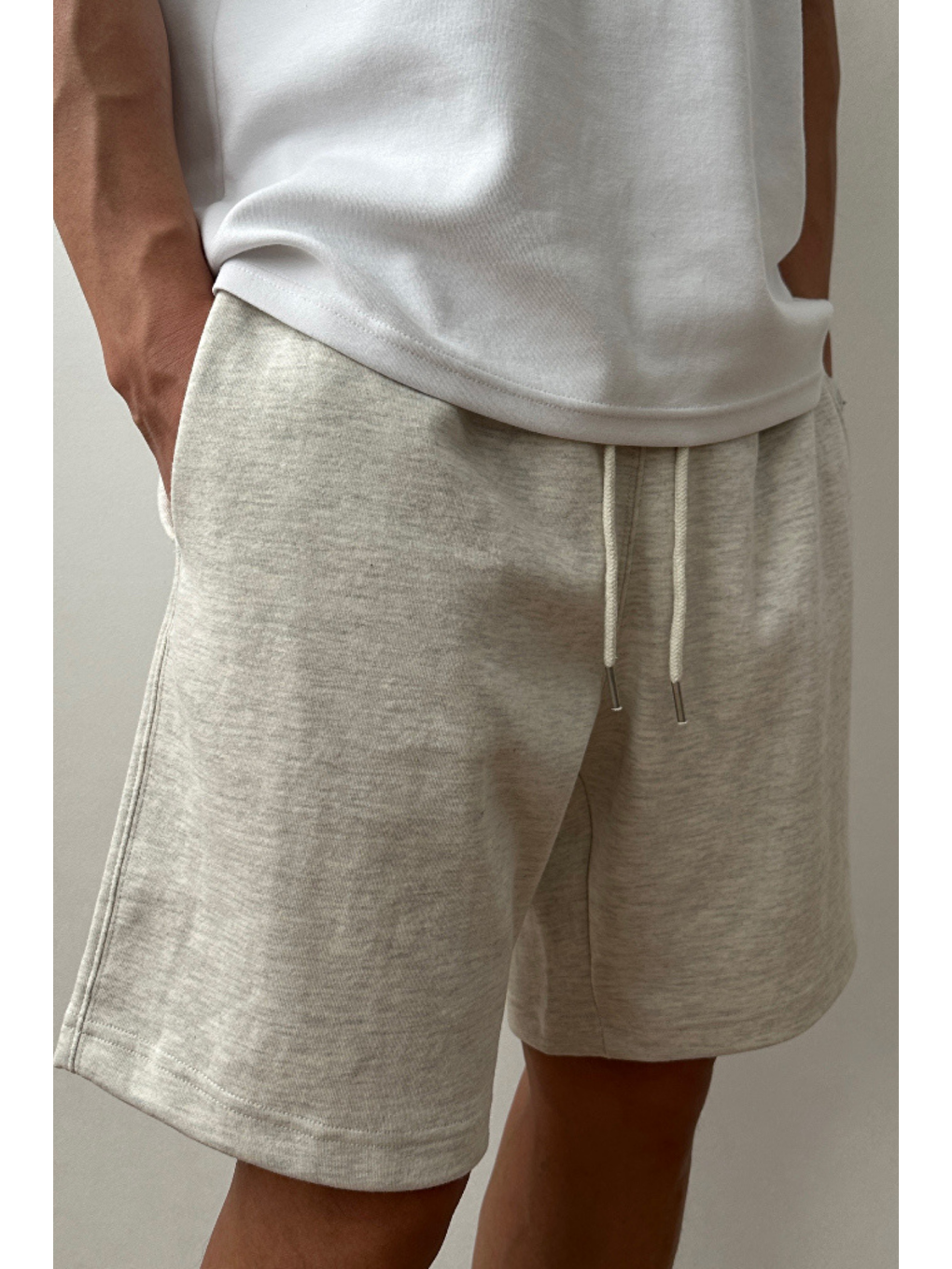 Erkek Comfort Fit Bej %100 Pamuk Şort   Bermuda-4