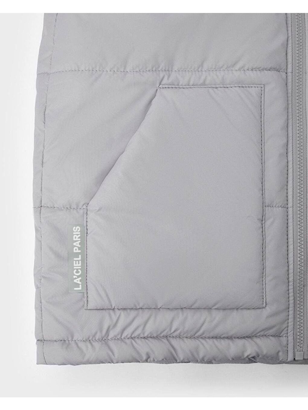 Unisex Çocuk Pamuklu Gri Şişme Yelek - Fermuarlı Cepli Kapitone Model-1