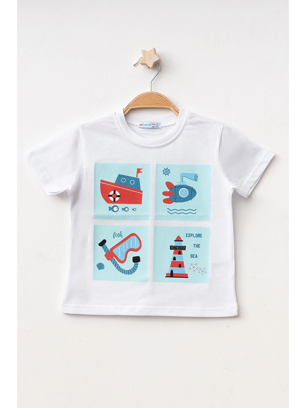 Beyaz Explore Baskılı Erkek Tişört 50101