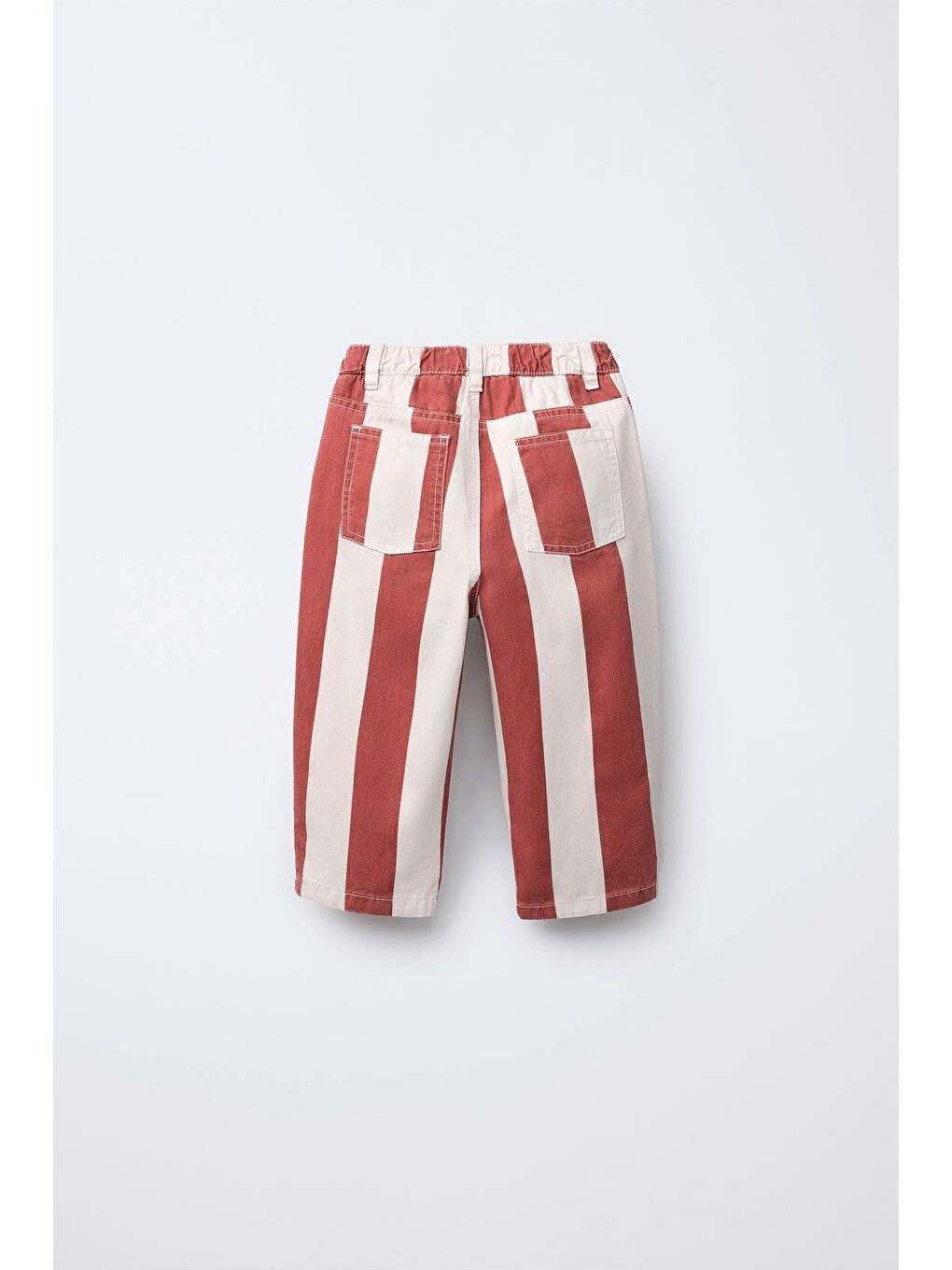 Karışık Erkek Çocuk Pamuklu Turuncu Ekru Çizgili Kanvas Pantolon-1