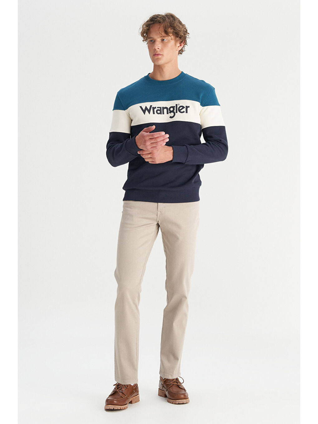 Regular Fit Normal Kesim Bisiklet Yaka İçi Polarlı Petrol Rengi Sweatshirt-1