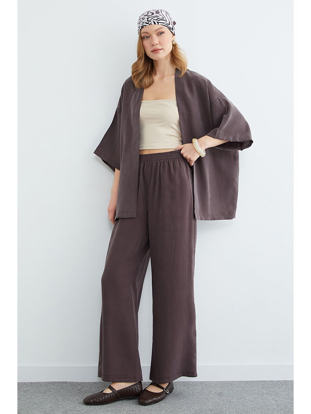 Kahverengi Basic Kapri Kol Salaş 2 Li Takım-1