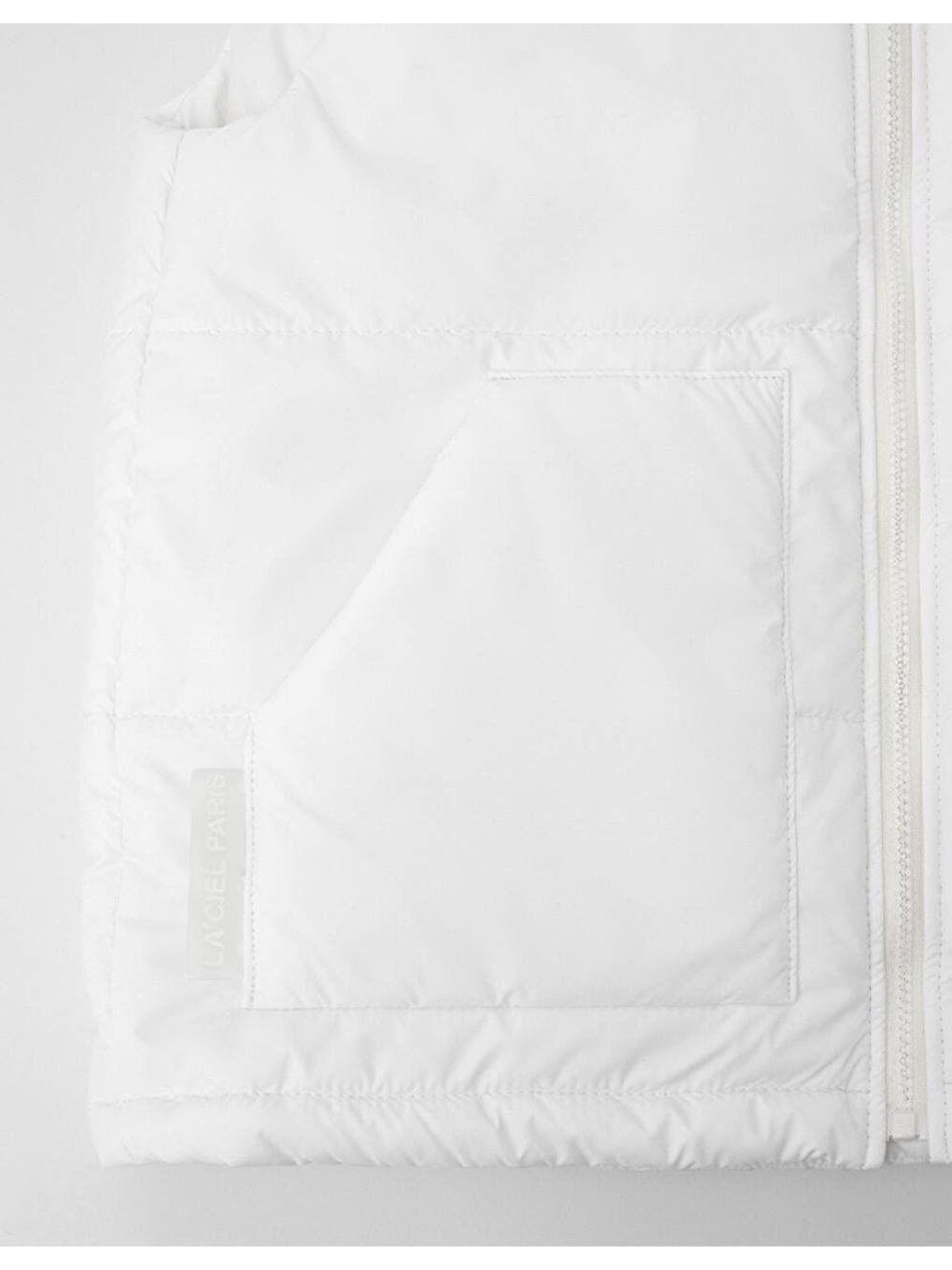 Unisex Çocuk Pamuklu Beyaz Şişme Yelek - Fermuarlı Cepli Kapitone Model-1