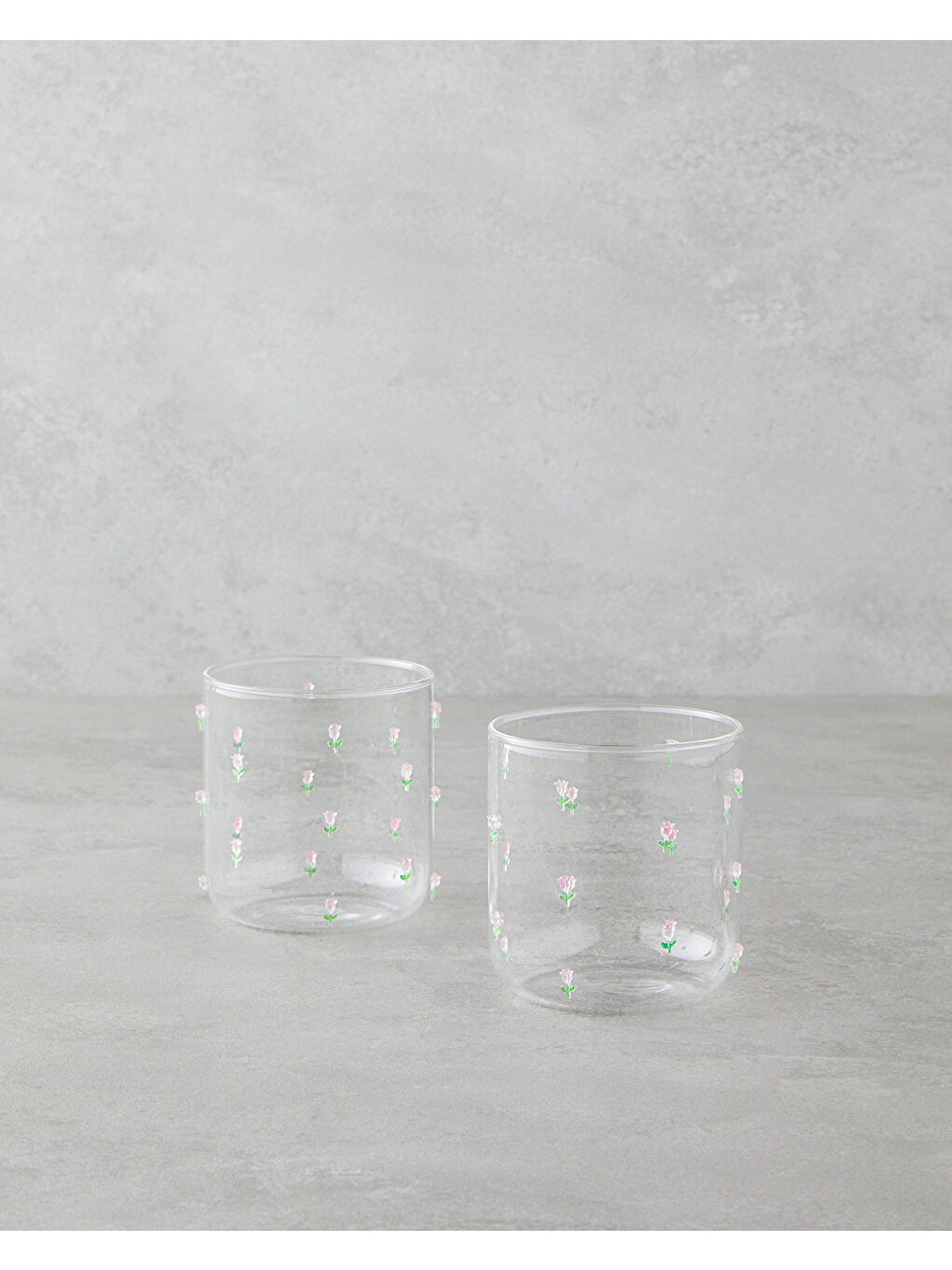 Renksiz Floral Blossom Borosilikat 2'li Bardak 360 ml Şeffaf