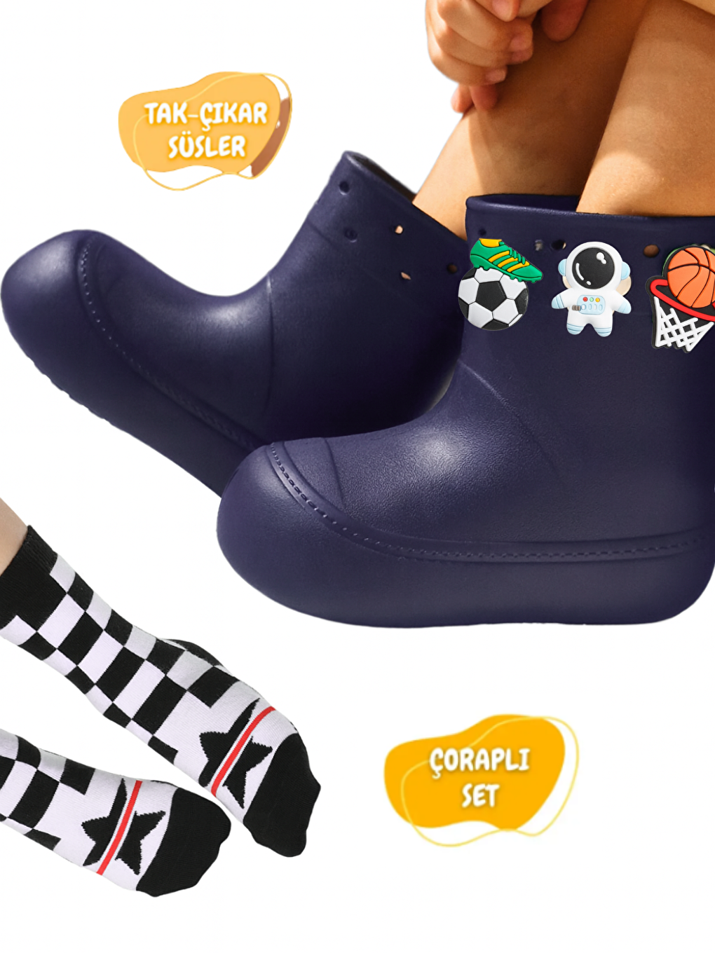 Lacivert Erkek Çocuk Yağmur Botu & Çorap Set  Listeye Geri Dön-1