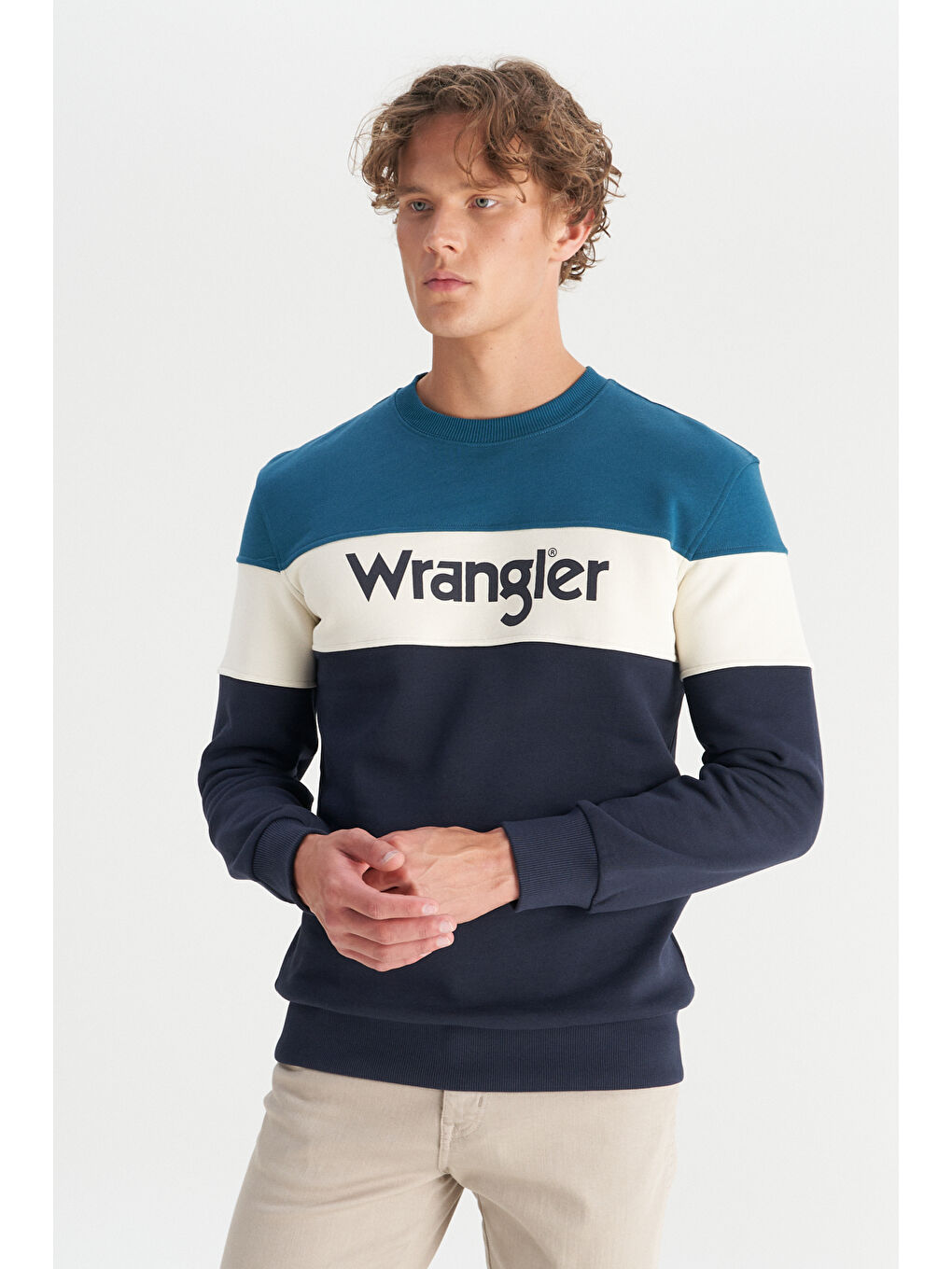 Regular Fit Normal Kesim Bisiklet Yaka İçi Polarlı Petrol Rengi Sweatshirt-2