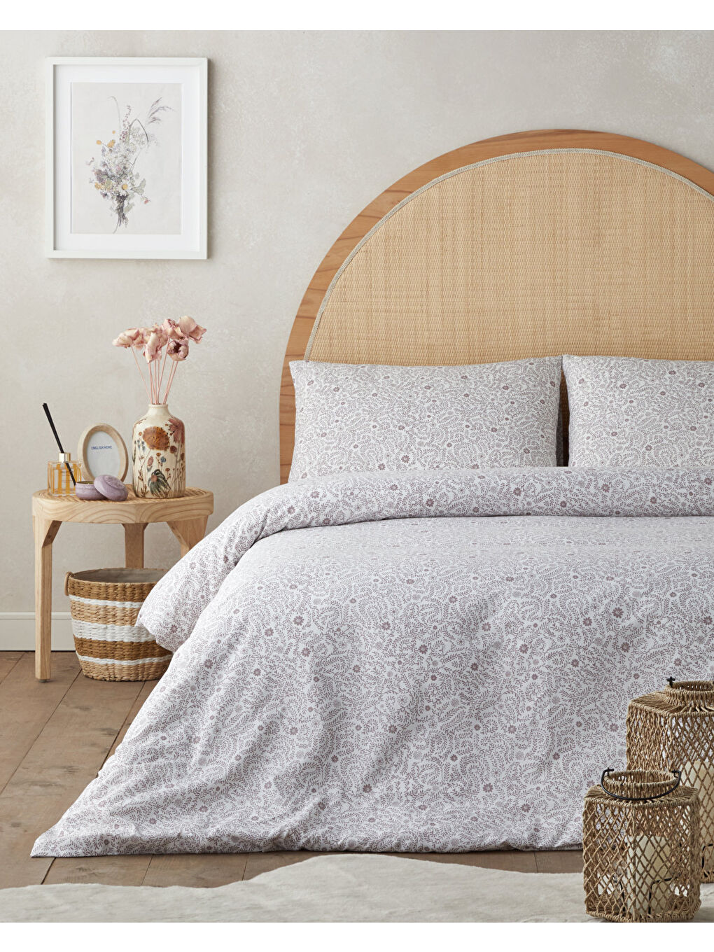 Ivy Blush Kolay Ütülenir Çarşaflı Çift Kişilik Nevresim Takımı 200x220 cm Mor-1