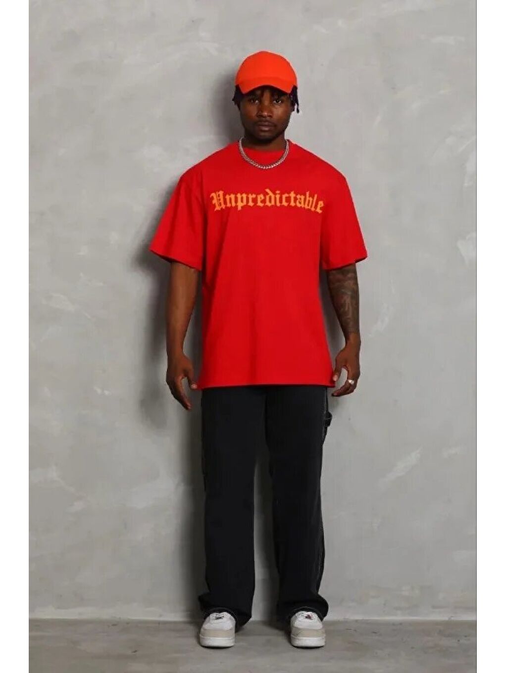 Kırmızı Erkek Baskılı Tişört Kısa Kol Bisiklet Yaka Regular Fit-1