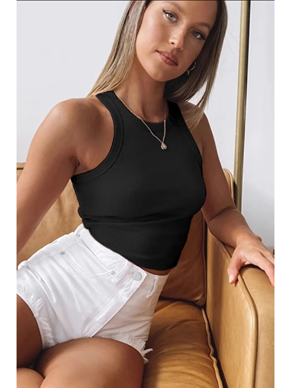 Siyah Kadın Fitilli Görünümlü Kalın Askılı Basic Atlet-1