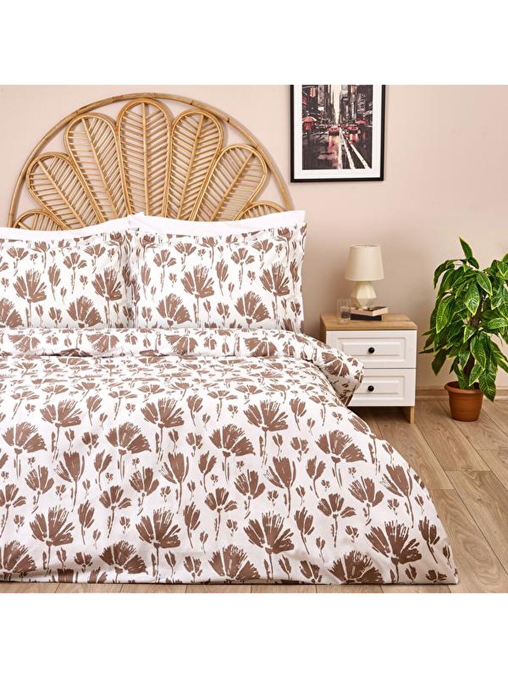 Soft Lily Tek Kişilik Nevresim Takımı - Gri / Beyaz