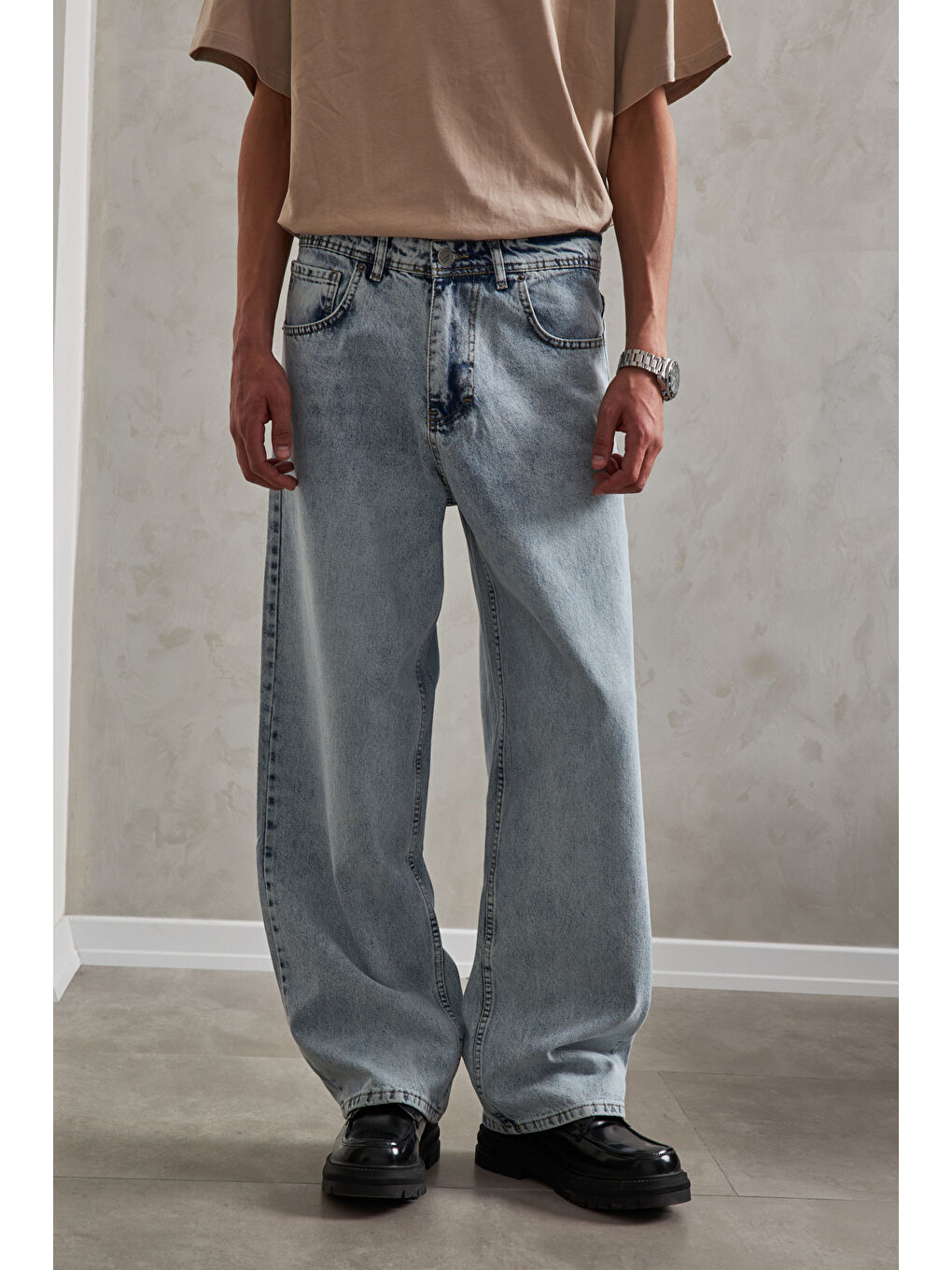 Lacivert Erkek Ekstra Baggy Jean Pantolon