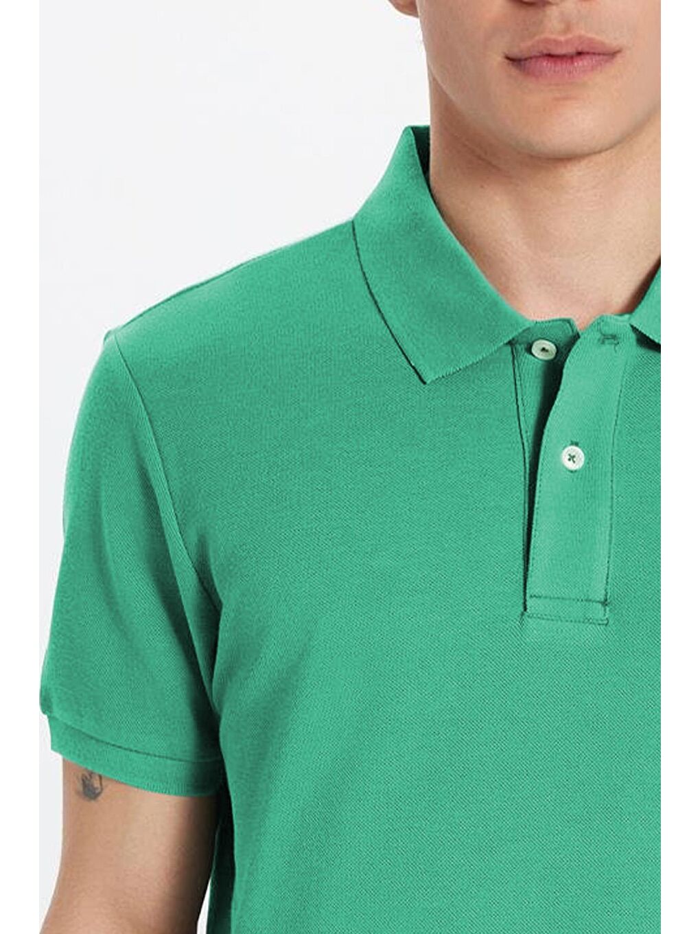Erkek Slim Fit Dar Kesim %100 Pamuk Yeşil Polo Yaka Tişört-2