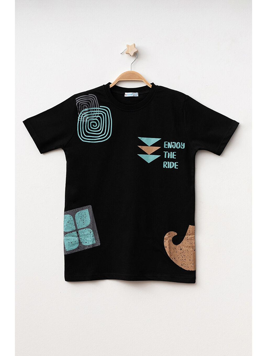 Siyah Enjoy The Ride Baskılı Tişört 50722