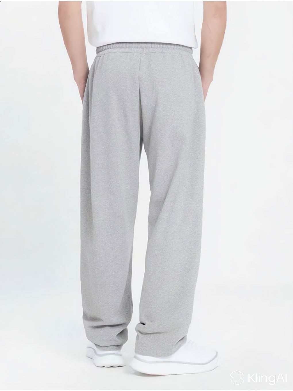 Erkek Gri Pamuklu Baggy Fit Rahat Kesim Beli Bağcıklı Yan Cepli Örme Eşofman Altı-4