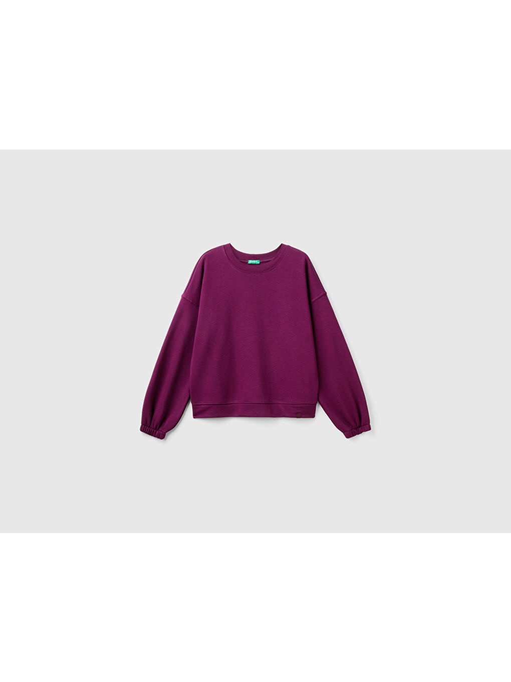 United Colors Of Benetton Kadın Bordo Pamuk Karışımlı Etek Ucu Logo Etiketli Kabarık Kol Sweatshirt