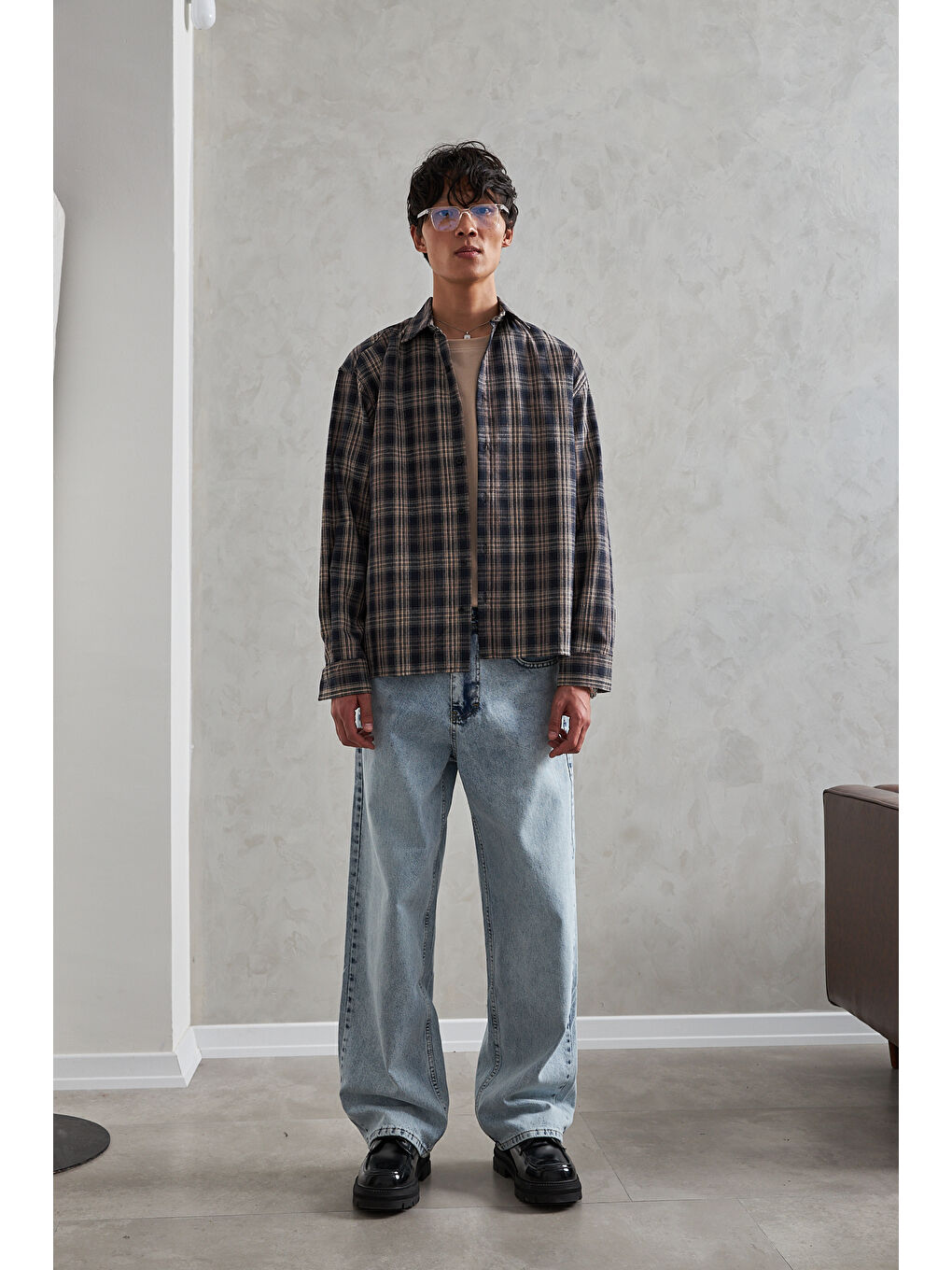 Lacivert Erkek Ekstra Baggy Jean Pantolon-3