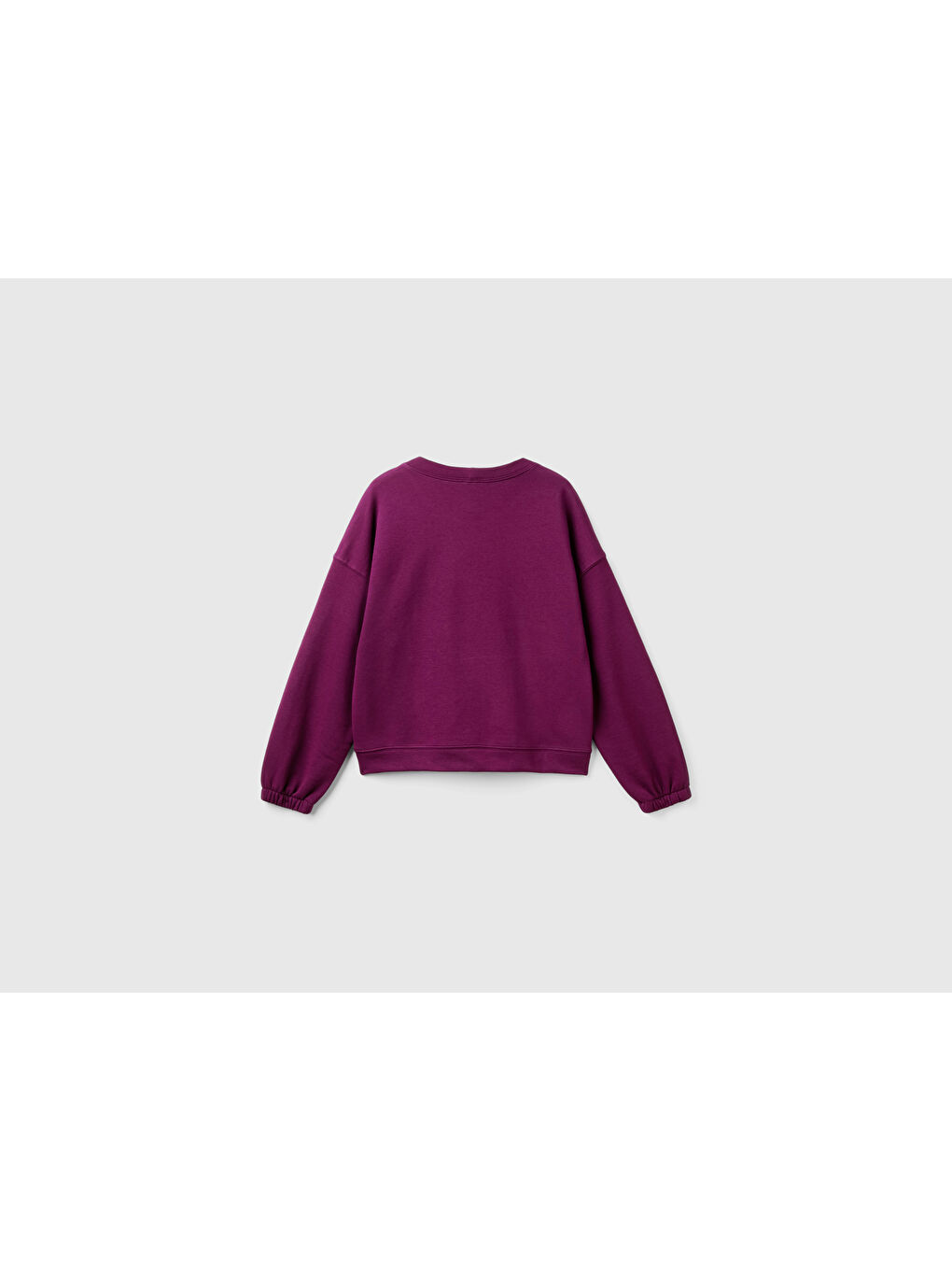 United Colors Of Benetton Kadın Bordo Pamuk Karışımlı Etek Ucu Logo Etiketli Kabarık Kol Sweatshirt - 1