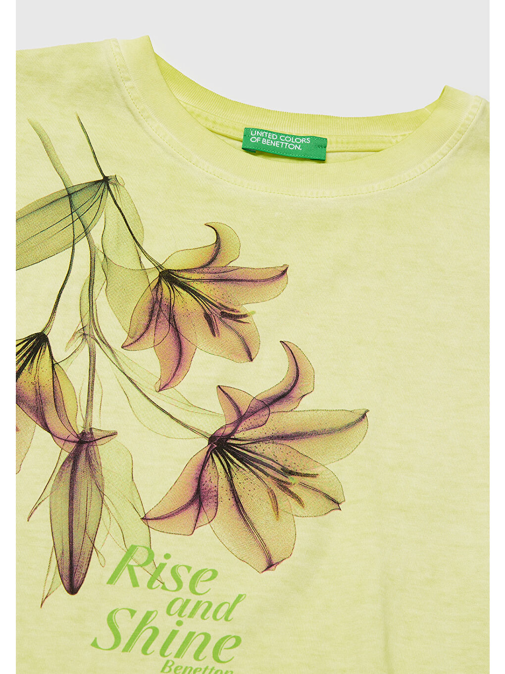 Kız Çocuk Sarı Etek Ucu Düğümlü Baskılı Boxy Fit Kısa Kollu T-Shirt-2