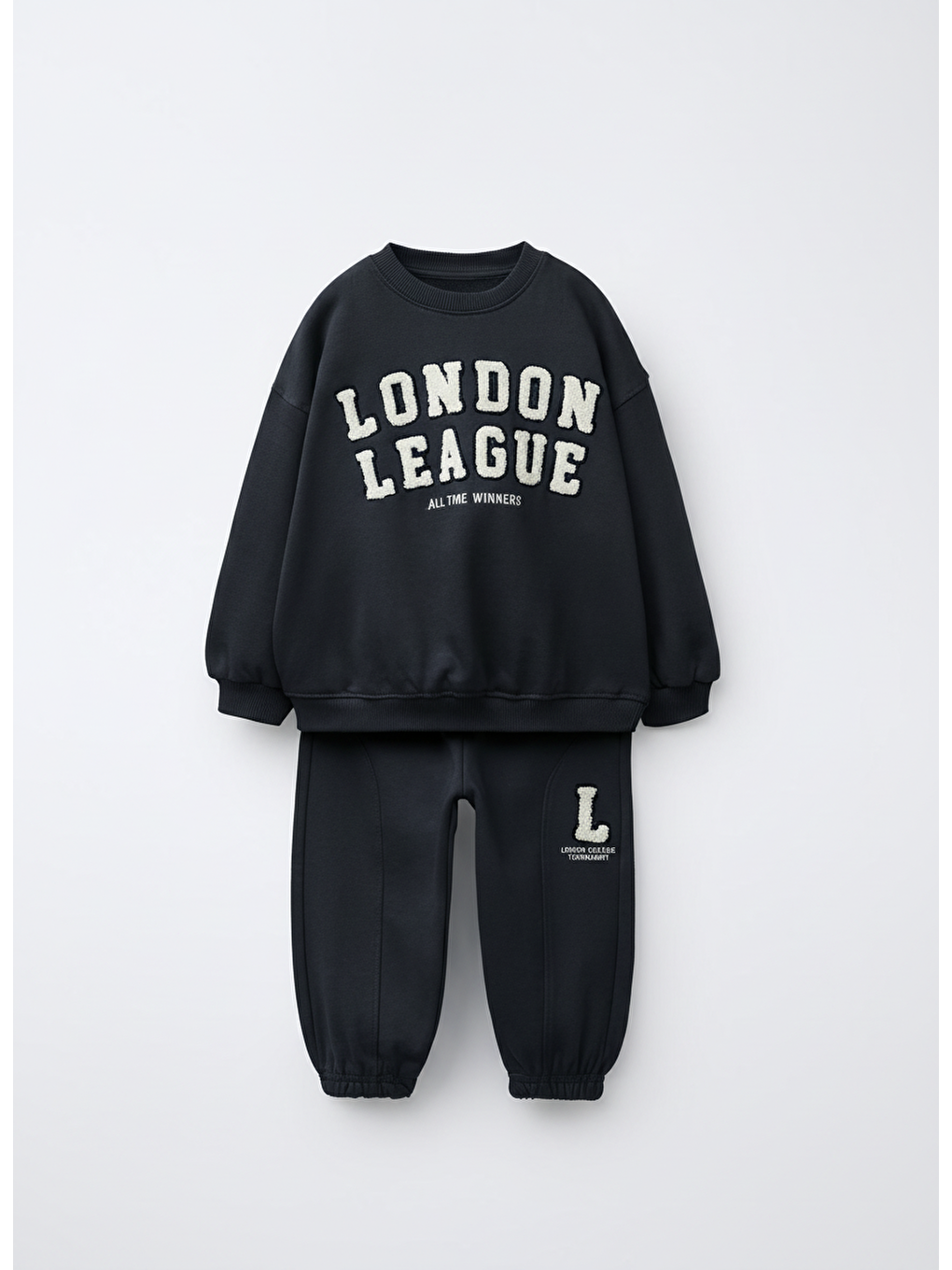 Erkek Çocuk Pamuklu Lacivert London League Yazılı Eşofman Takımı - Kolej Tarzı Spor Model