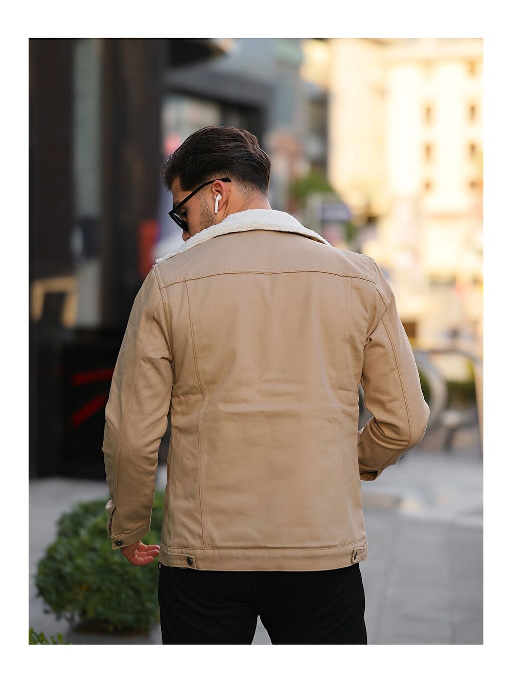 Bej Erkek Trend Kışlık Içi Kürklü Jean Ceket Taş-3