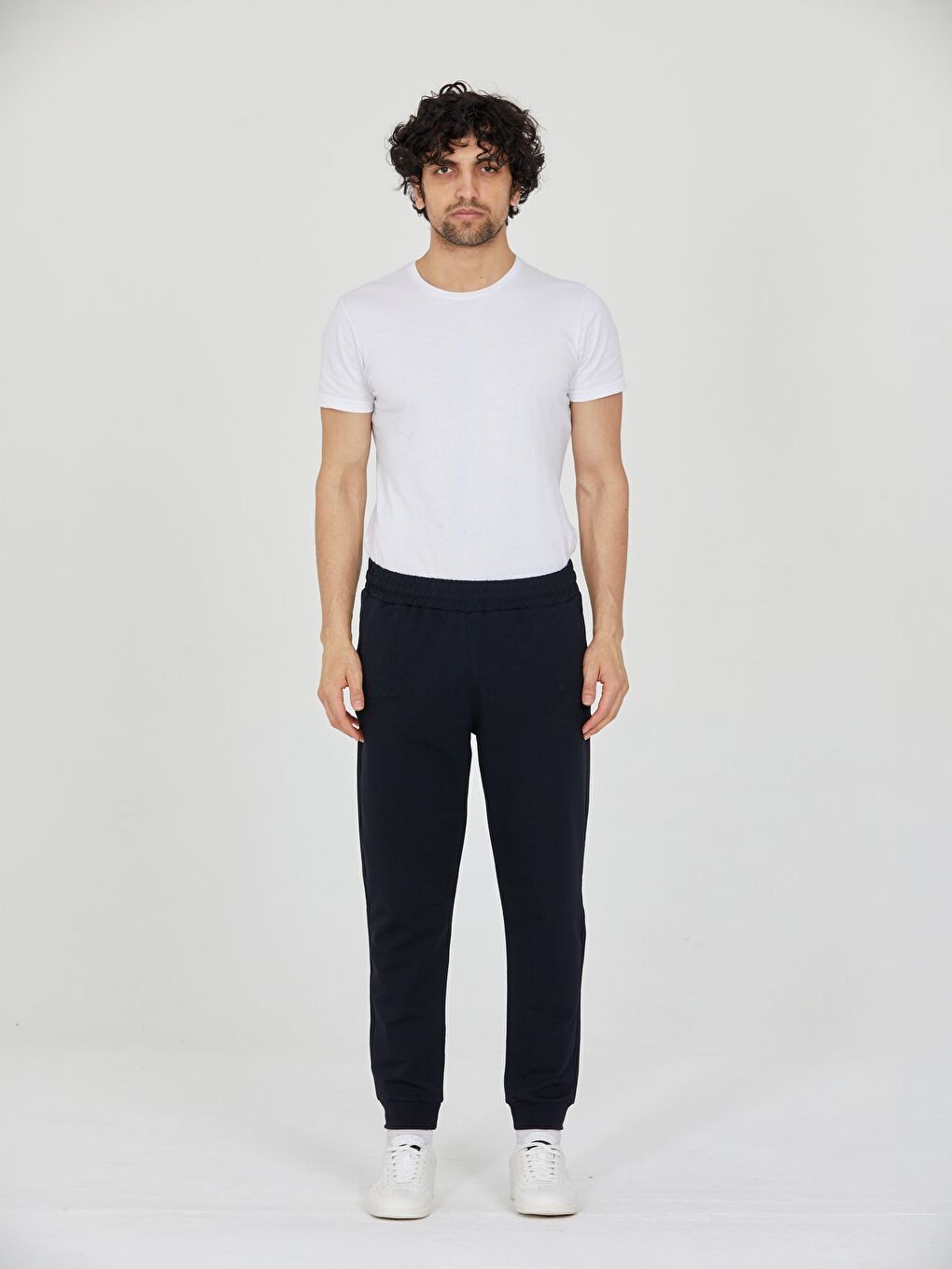 Lacivert Erkek Slim Fit Eşofman Altı Lastikli Paça Günlük Spor Alt Yan Cepli-5