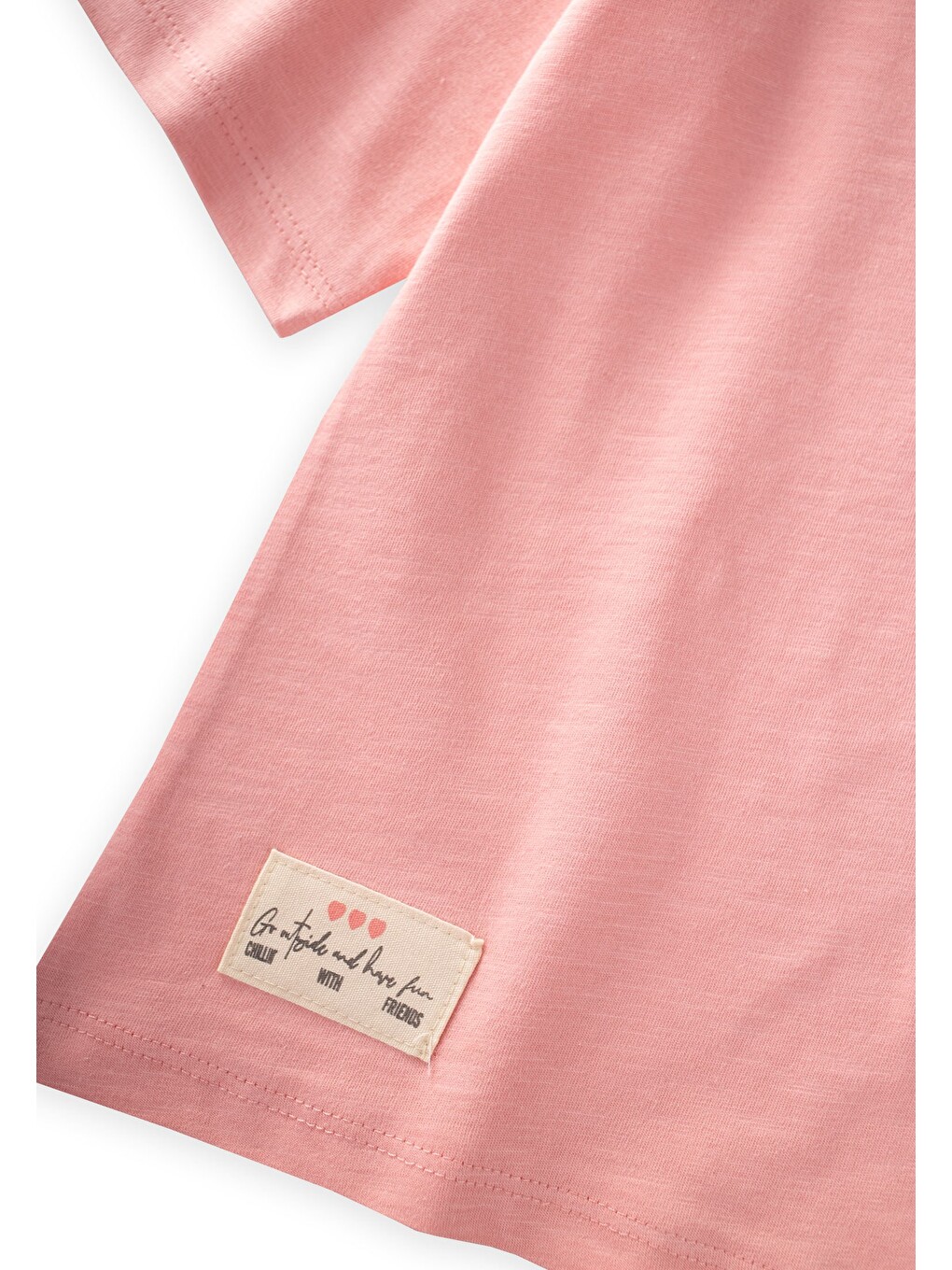 Düşük Kol T-shirt Takım 5-12 Yaş Pembe-2