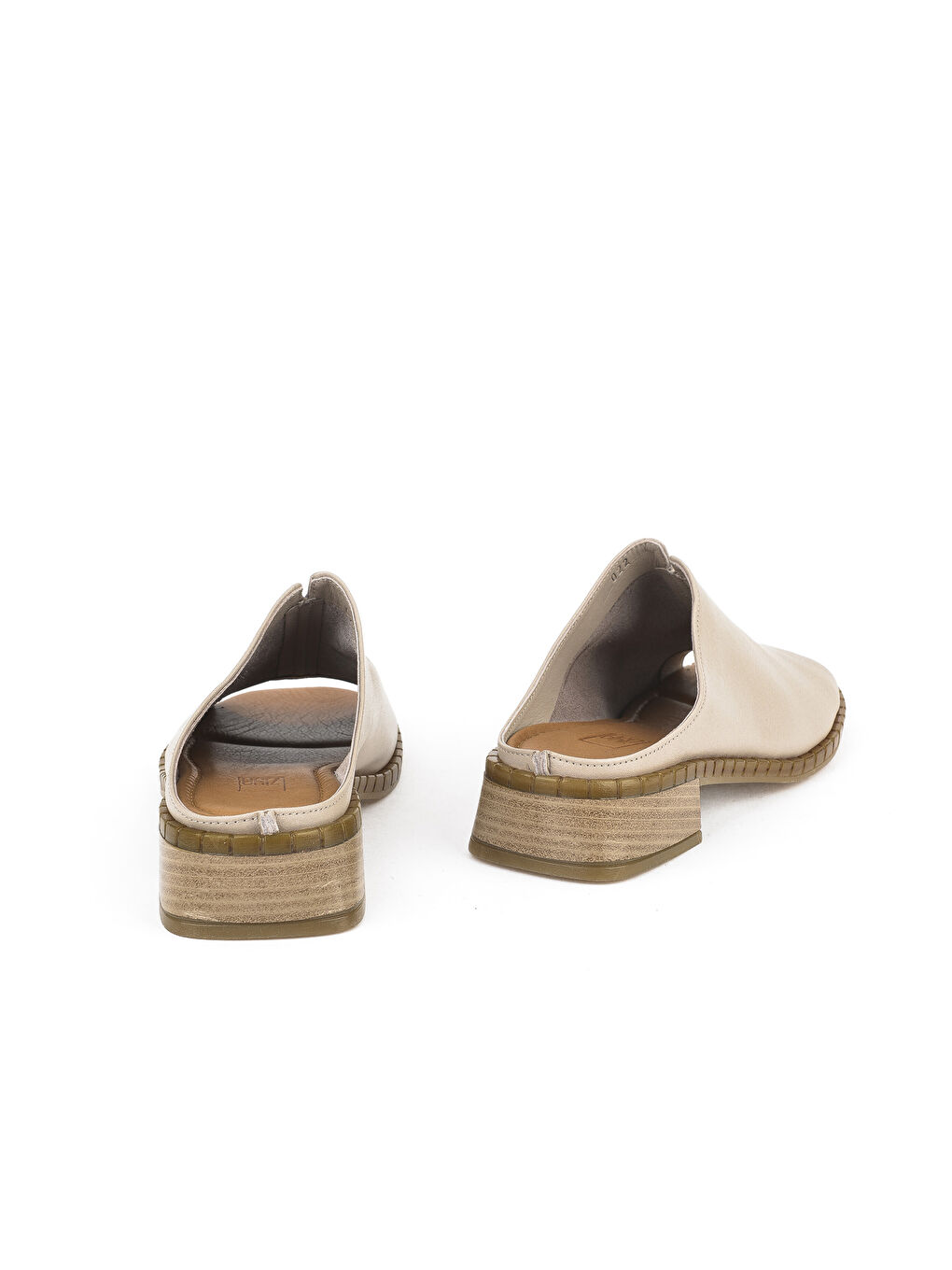 Bej Kadın Hakiki Deri Topuklu Terlik 1511047Z022 Vizon-2