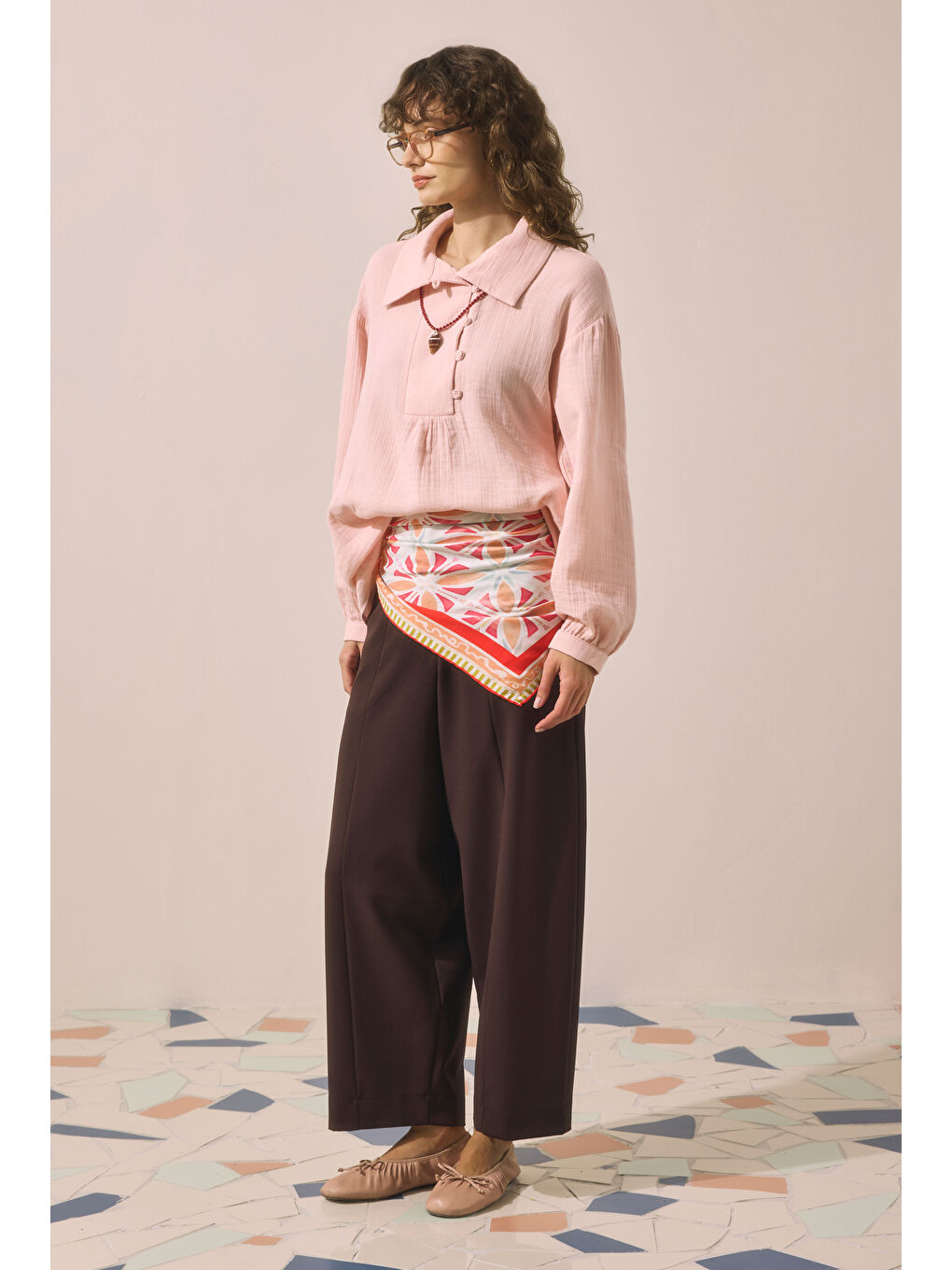 Pat Detaylı Tunik Toz Pembe-1