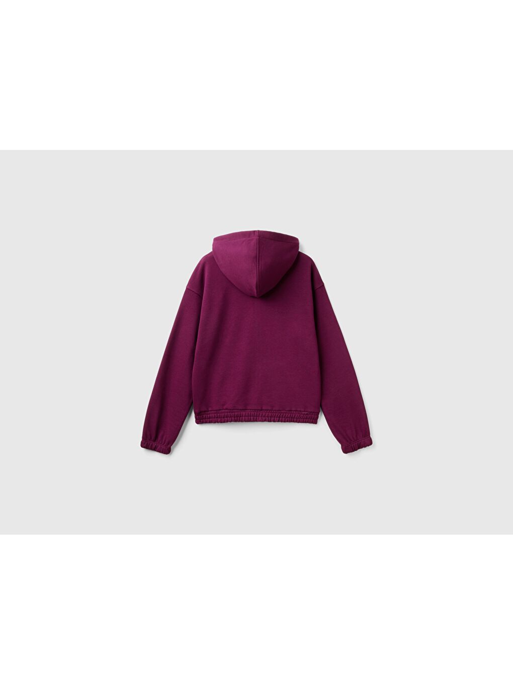 United Colors Of Benetton Kadın Bordo Pamuk Karışımlı Etek Ucu Logo Etiketli Kapüşonlu Sweatshirt - 1