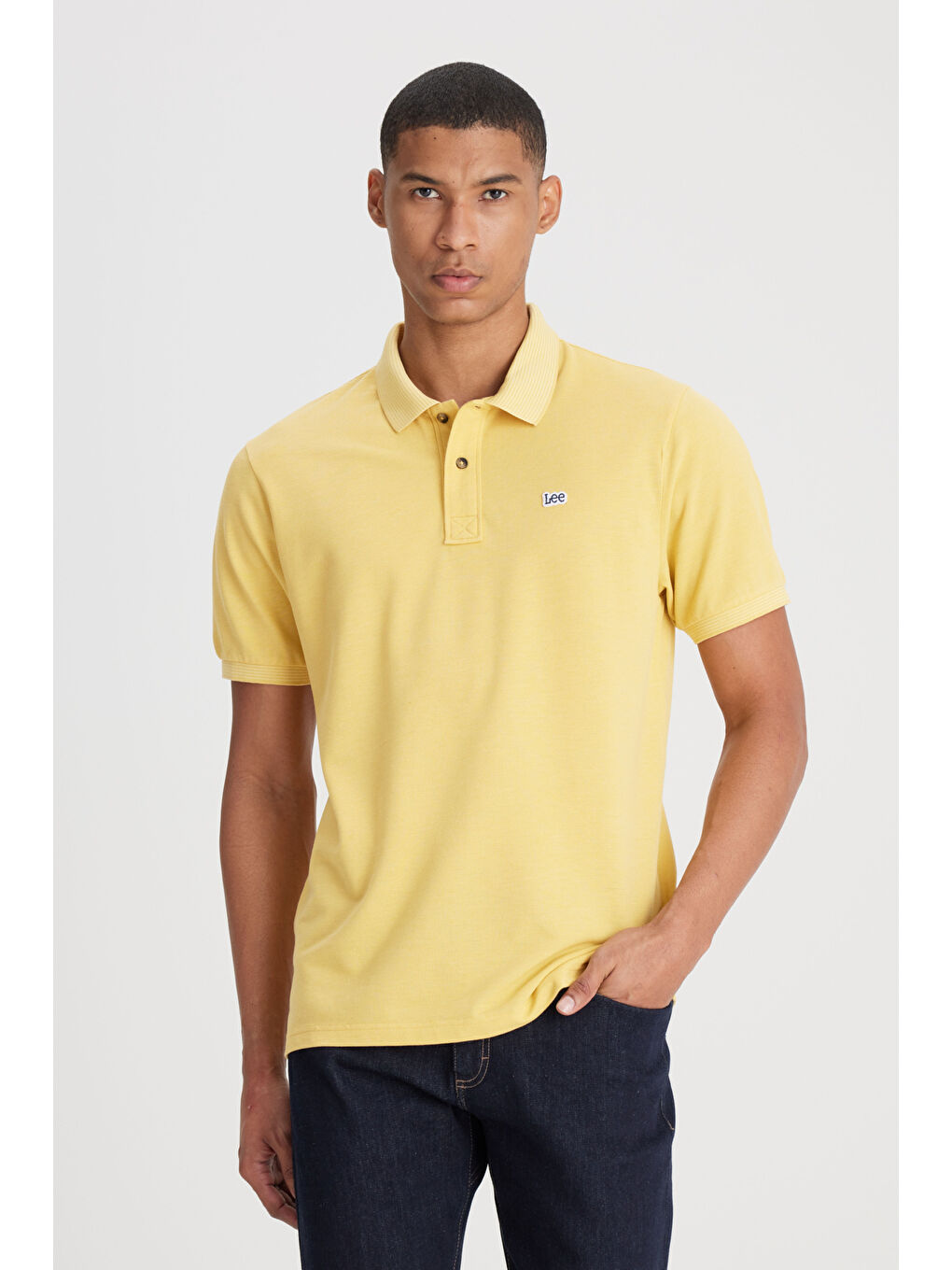 Regular Fit Normal Kesim Polo Yaka Sarı Tişört-1