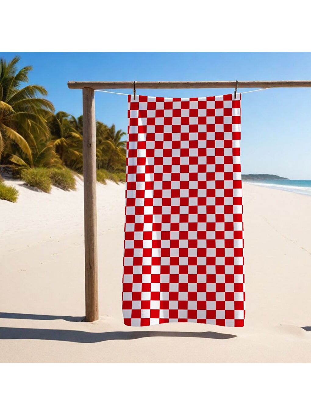 Karışık Renkli Dama Desenli Havlu 75x150 cm   Plaj   Banyo Kullanımına Uygun   Hızlı Kuruyan Yumuşak Kumaş