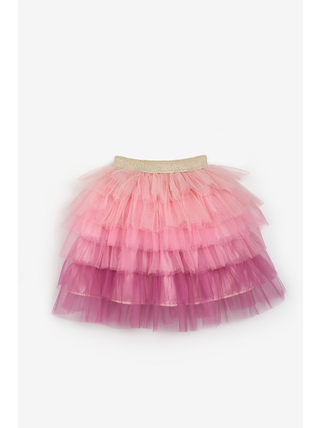 Pembe Pudra Katlı Tüllü Kız Çocuk Uzun Etek - Azalea-3