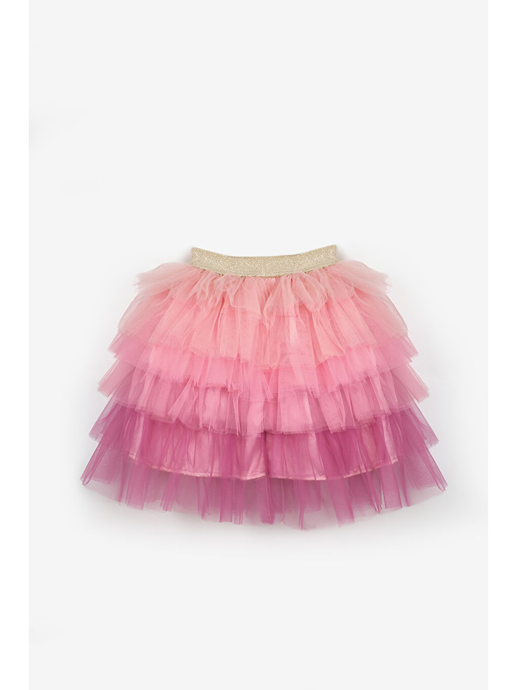 Pembe Pudra Katlı Tüllü Kız Çocuk Uzun Etek - Azalea-4