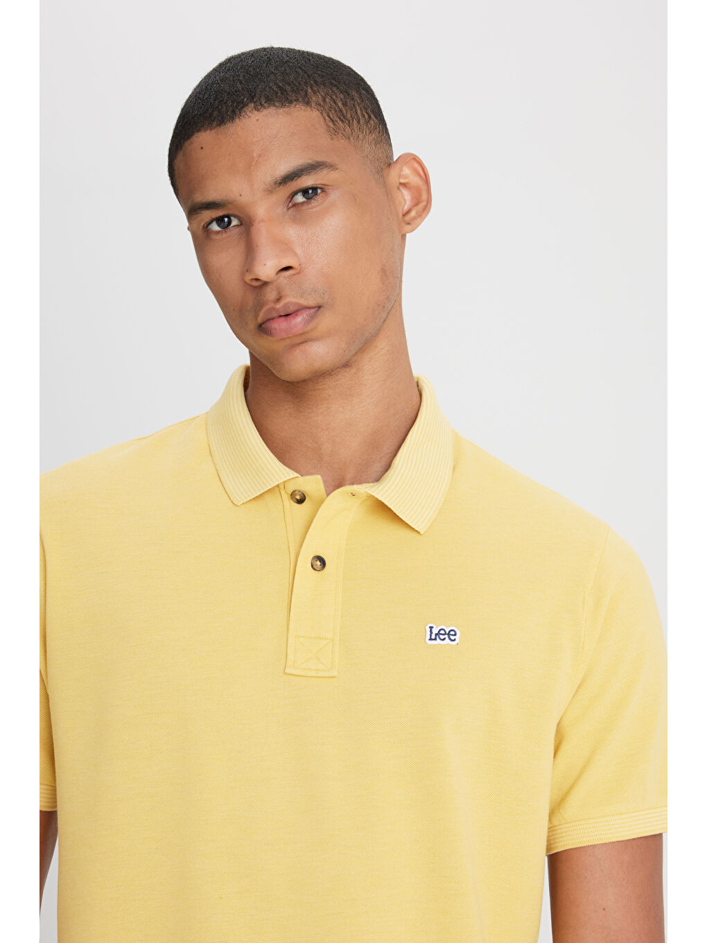 Regular Fit Normal Kesim Polo Yaka Sarı Tişört-3