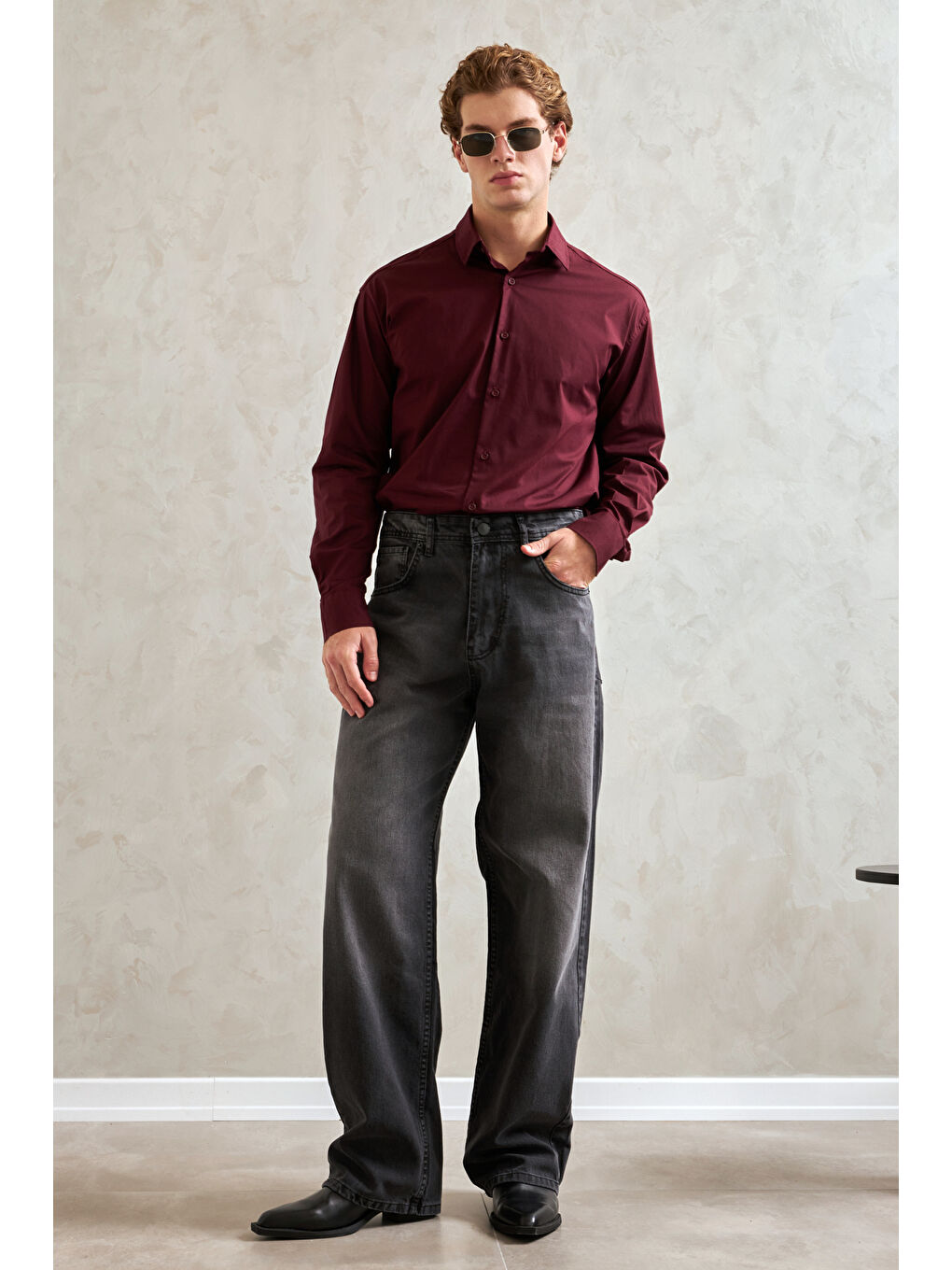 Gri Erkek Ekstra Baggy Jean Pantolon-2