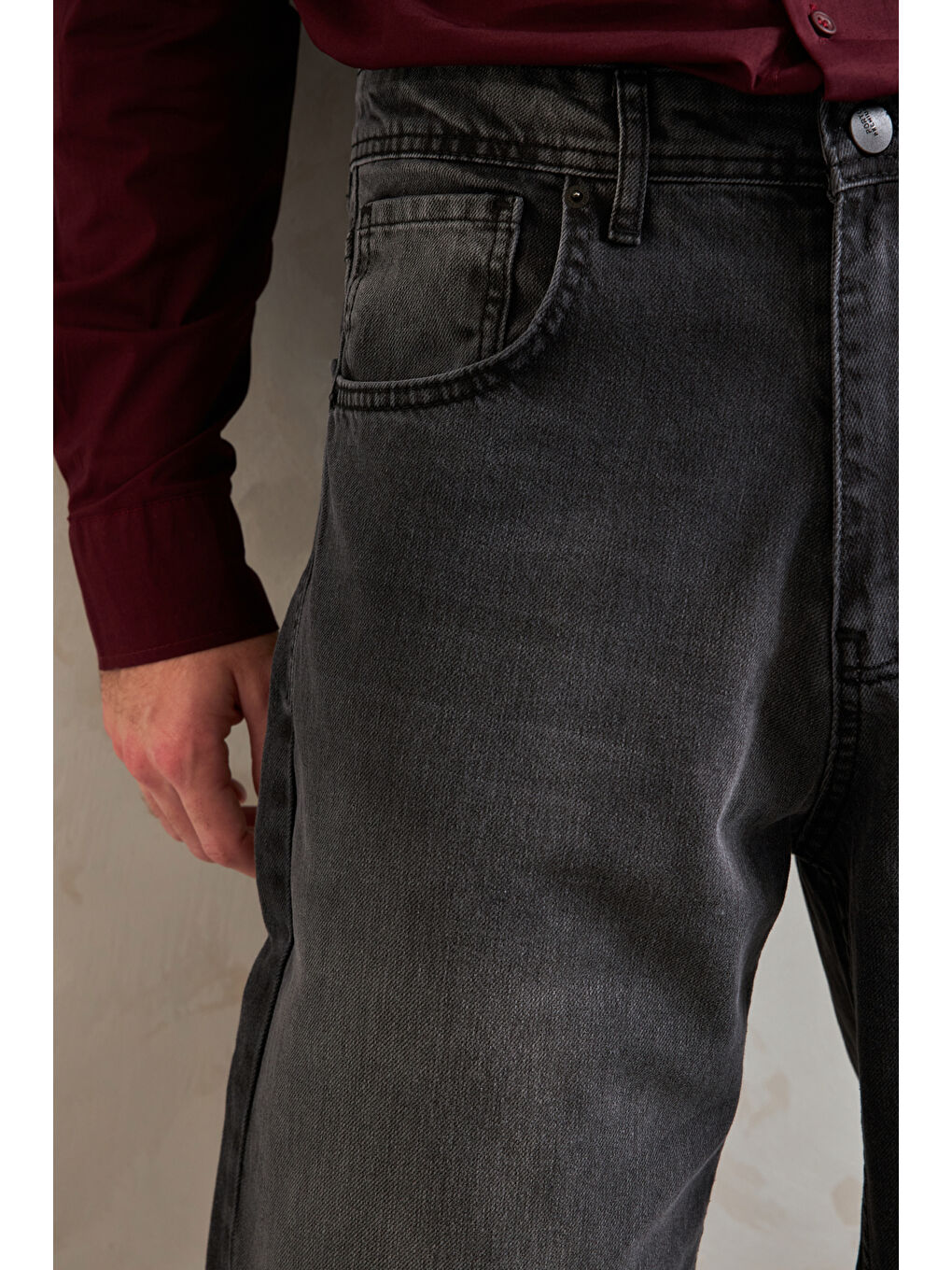 Gri Erkek Ekstra Baggy Jean Pantolon-3