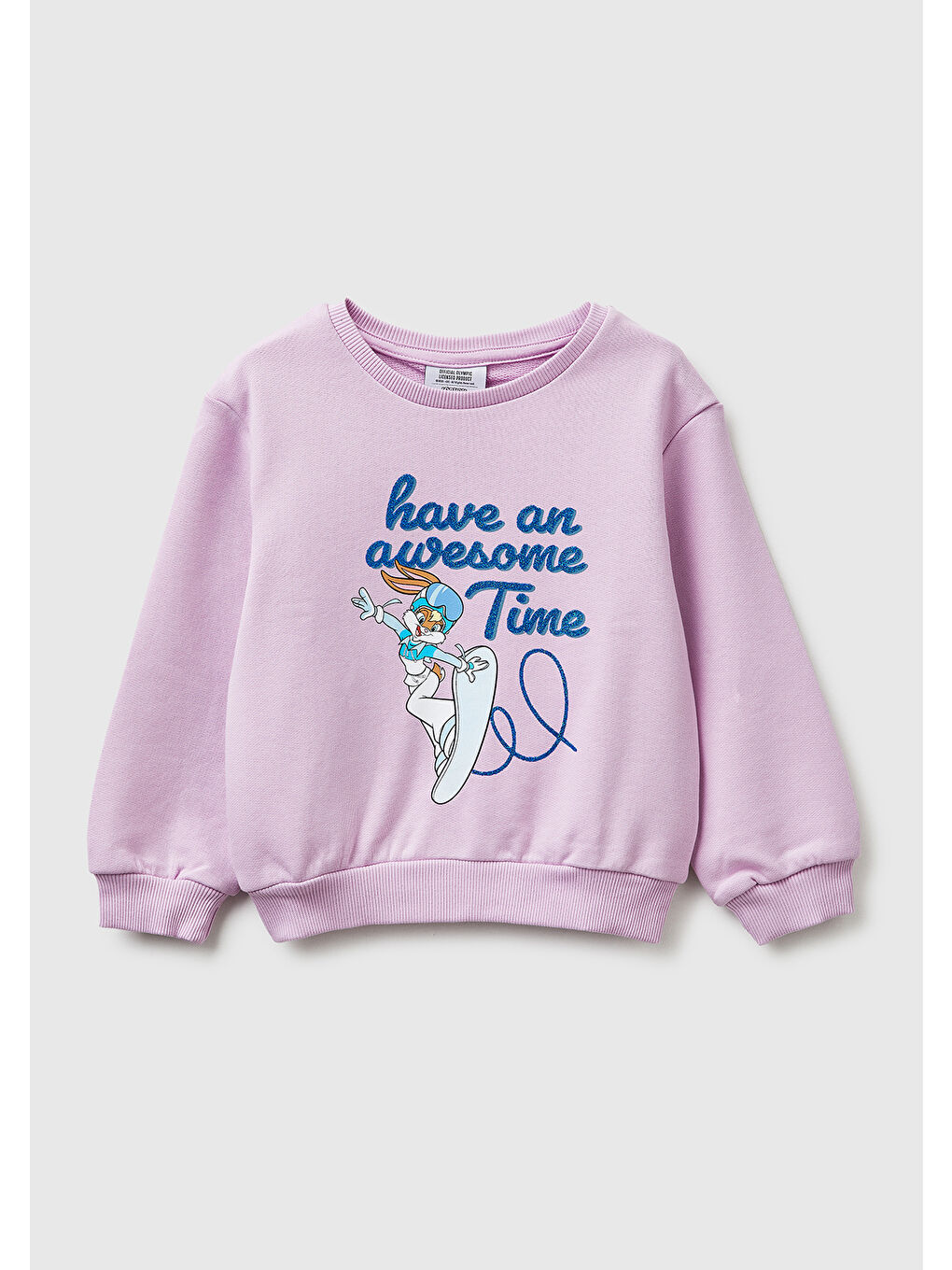 Kız Çocuk Pembe Looney Tunes Baskılı Bisiklet Yaka Sweatshirt