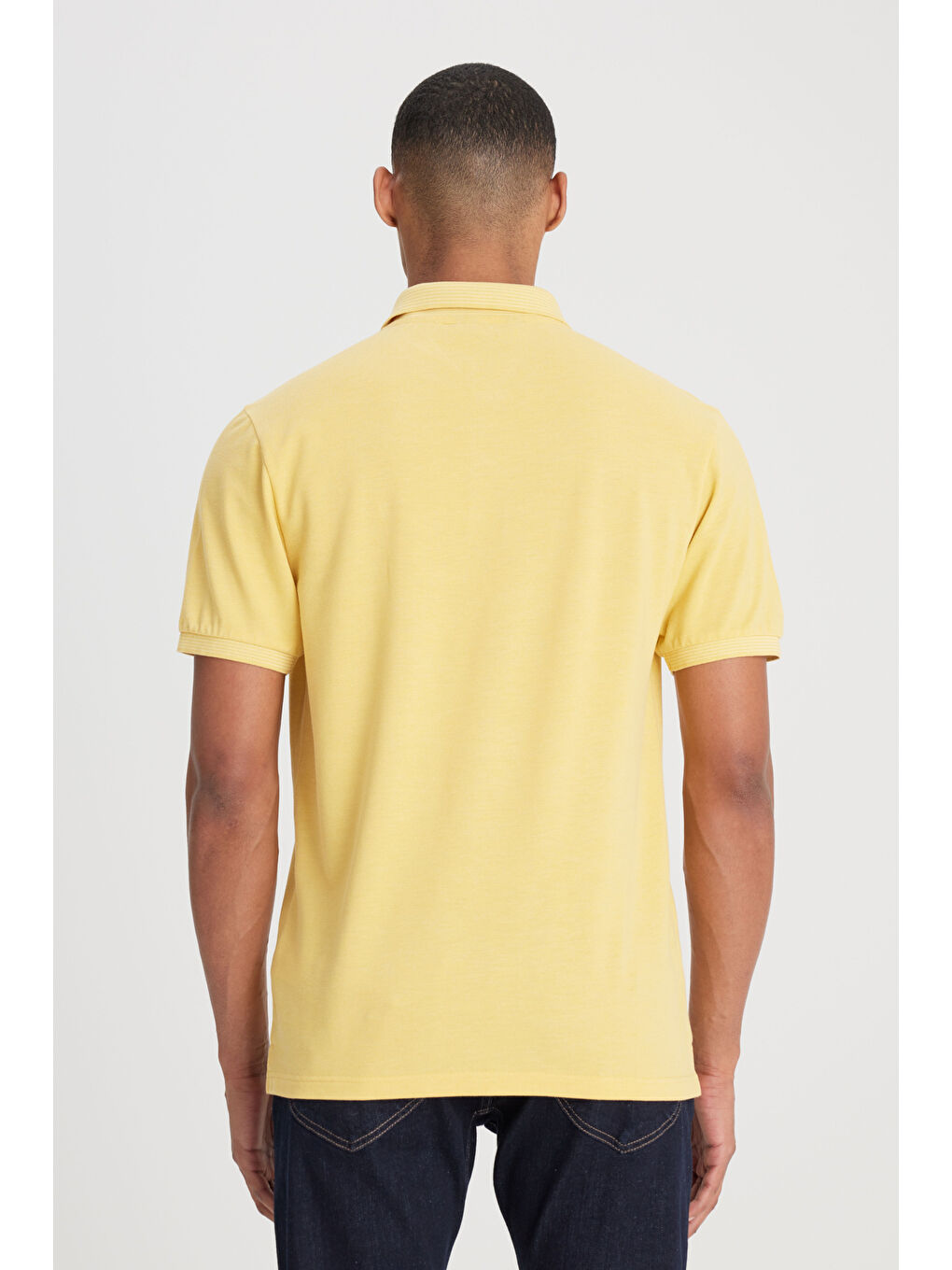 Regular Fit Normal Kesim Polo Yaka Sarı Tişört-4