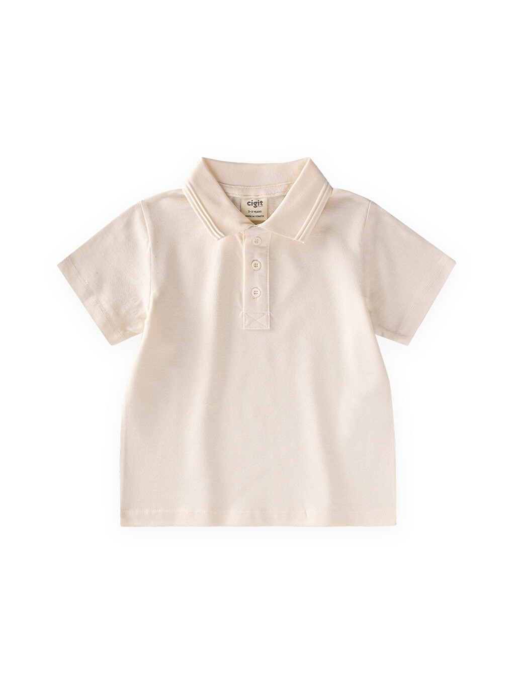 Kabartmalı Polo Yaka T-shirt 2-10 Yaş Ekru