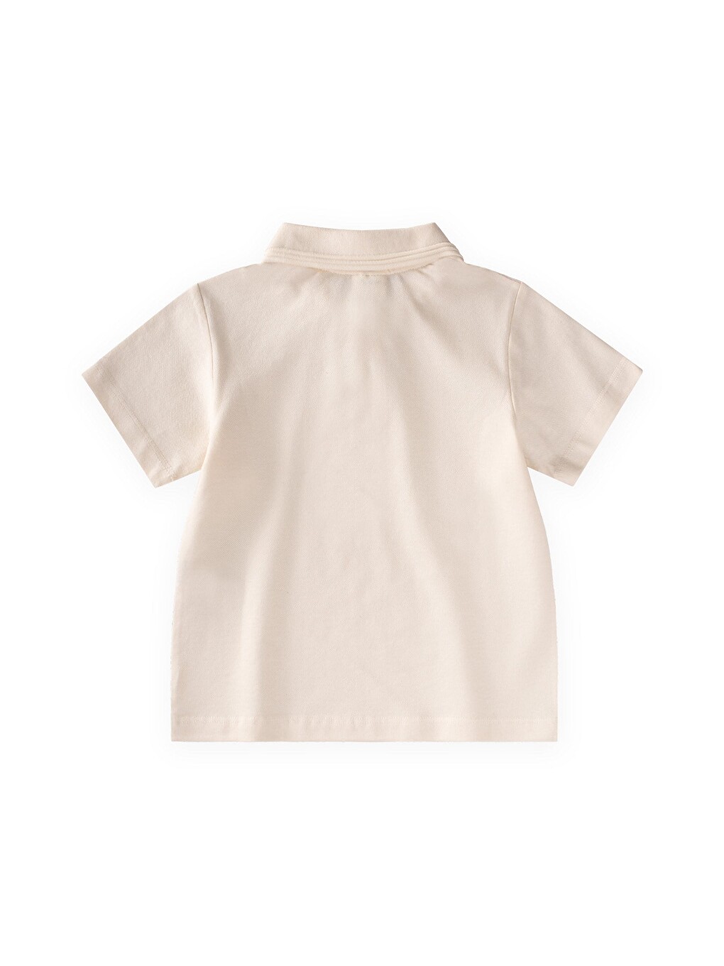 Kabartmalı Polo Yaka T-shirt 2-10 Yaş Ekru-1