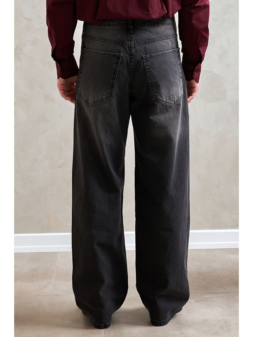 Gri Erkek Ekstra Baggy Jean Pantolon-4