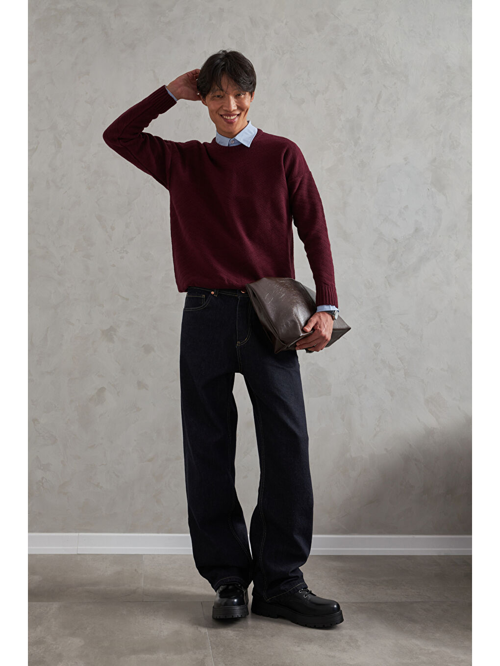 Lacivert Erkek Ekstra Baggy Jean Pantolon